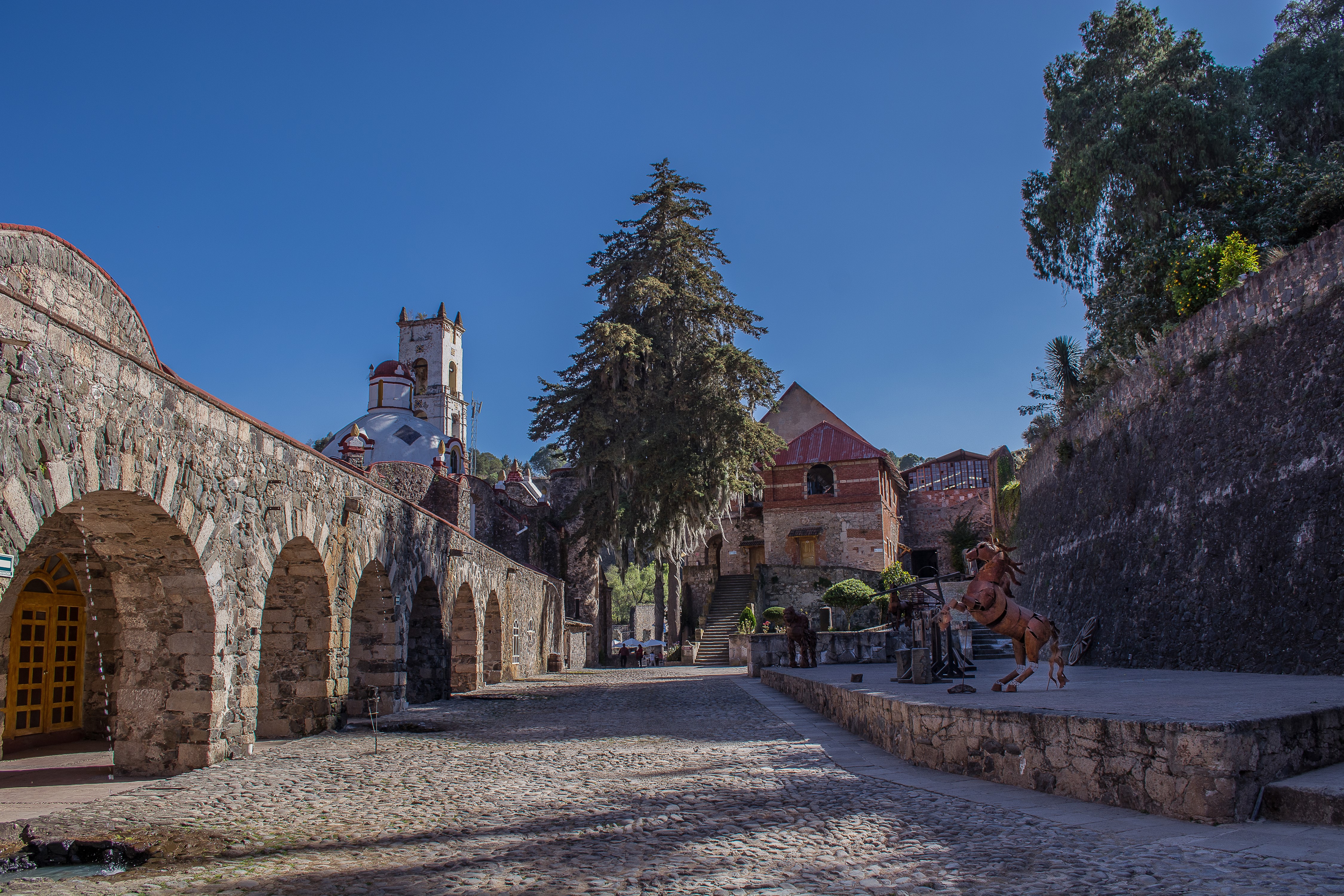 San Miguel Regla Hidalgo Mexico Cobblestone Street HD Wallpaper