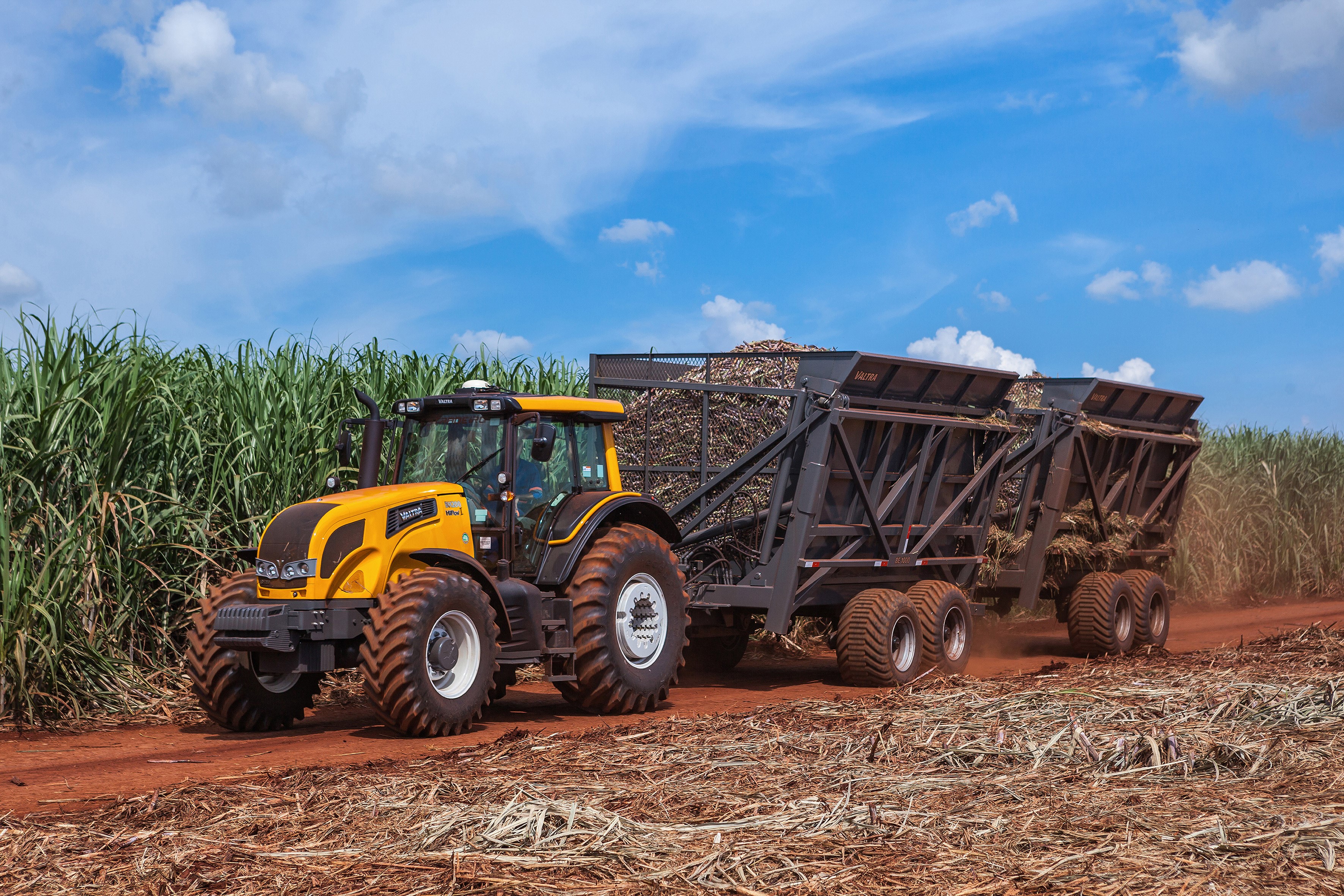 Valtra BH200 tractor harvesting sugarcane HD Wallpaper