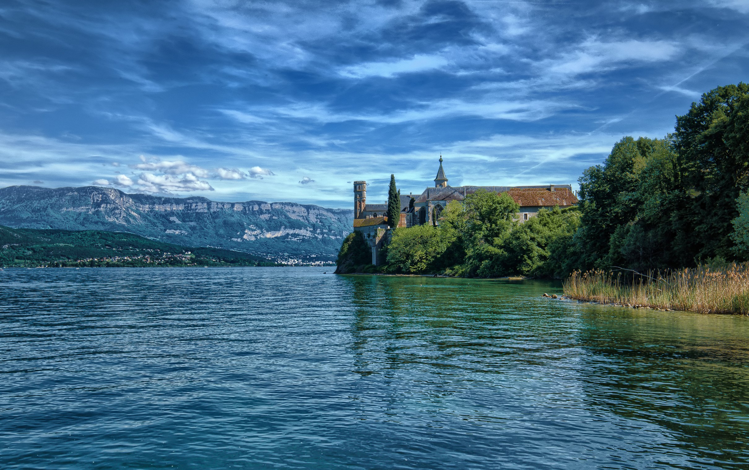 Saint-Pierre-de-Curtille, France, Lake and Mountains HD Wallpaper