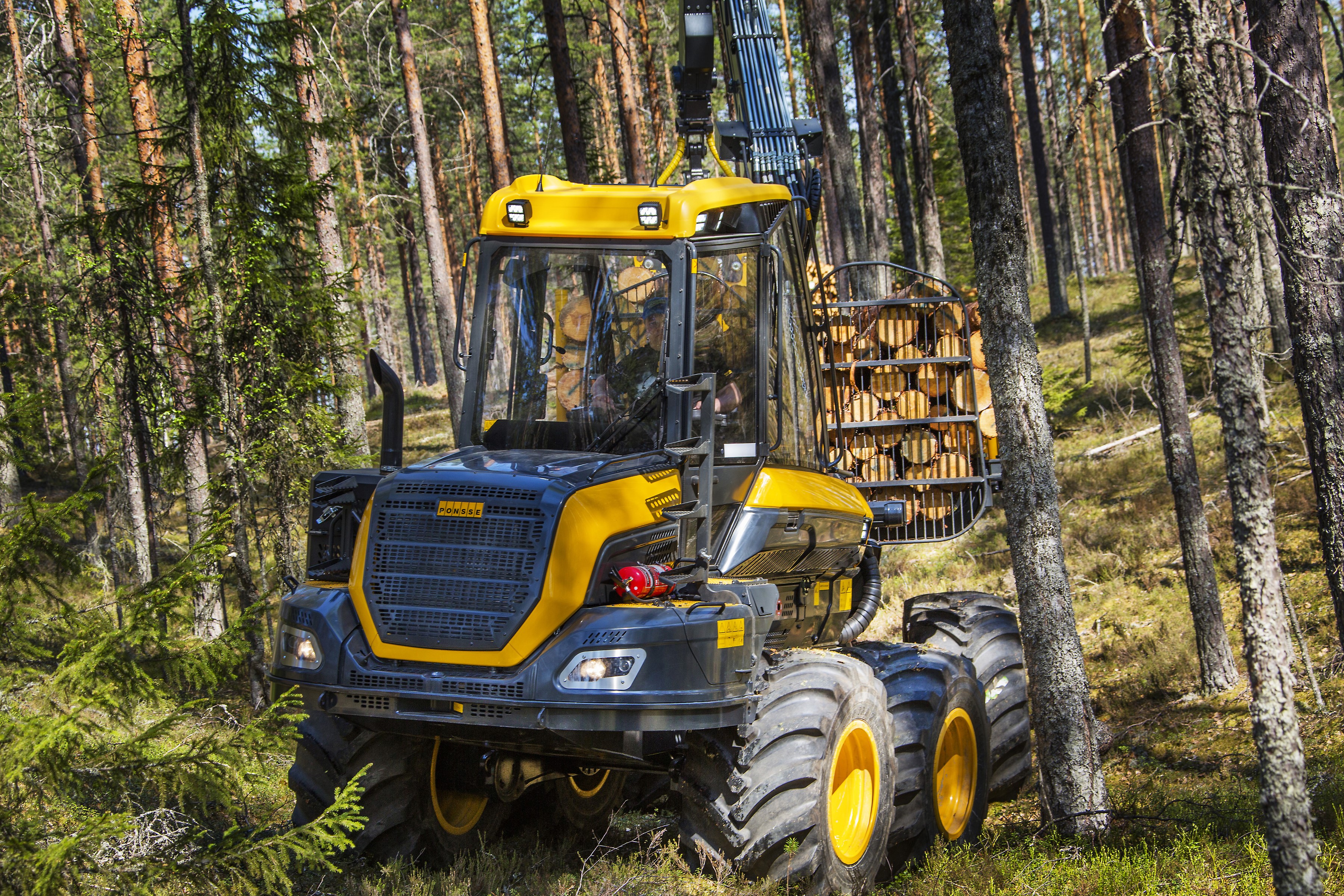 Ponsse Wisent 8w forwarder in a forest HD Wallpaper
