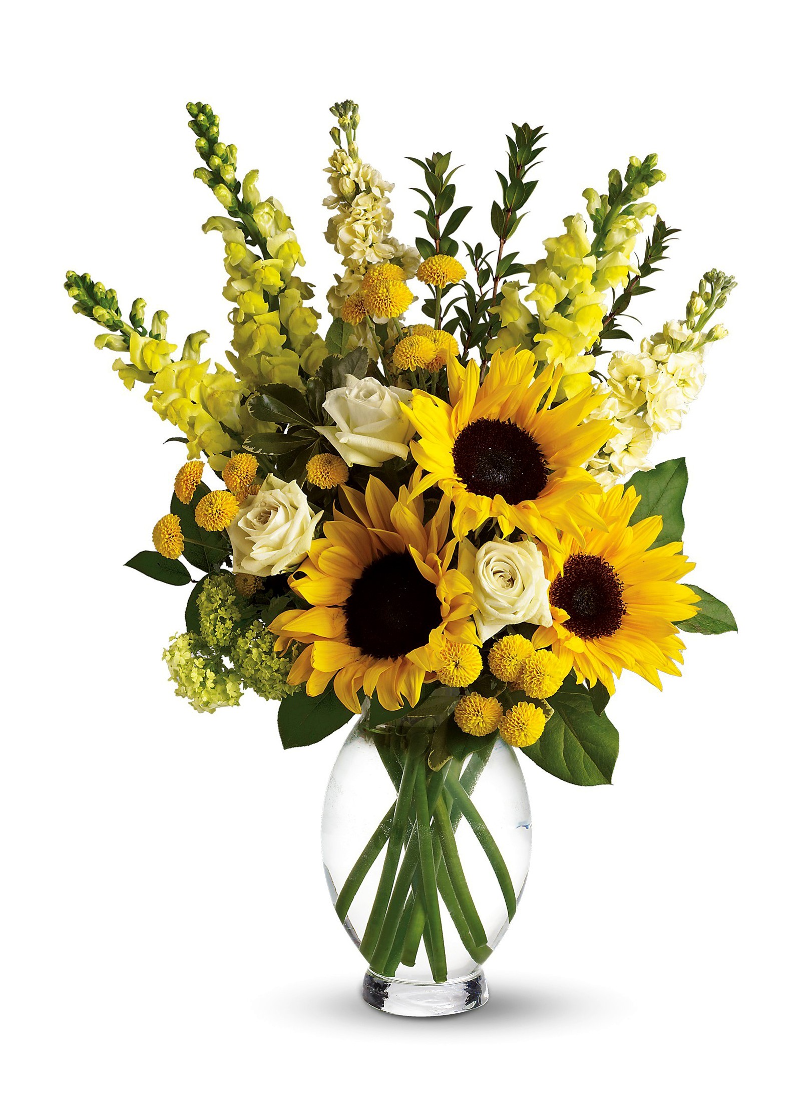 Yellow and white flowers in a glass vase HD Phone Wallpaper