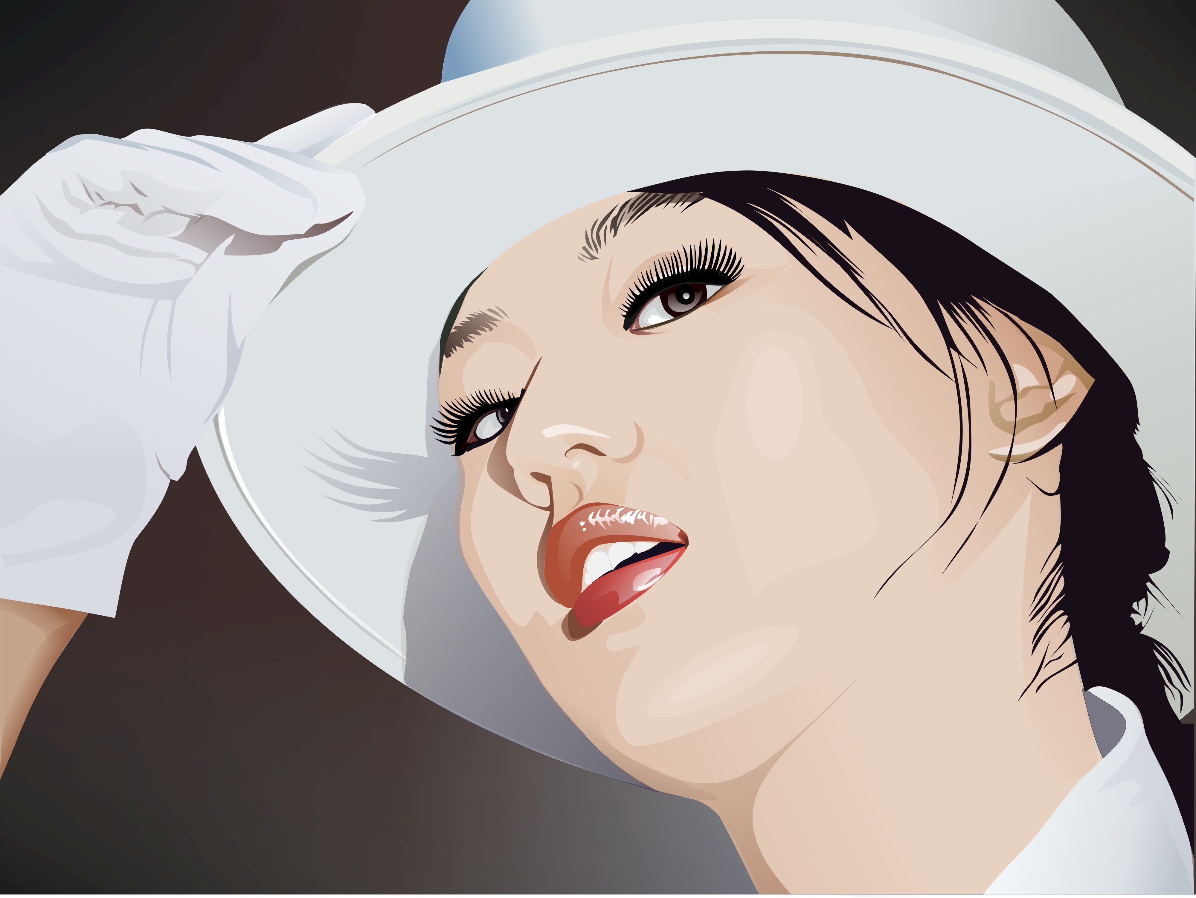 Woman in white hat and glove, vector art HD Wallpaper