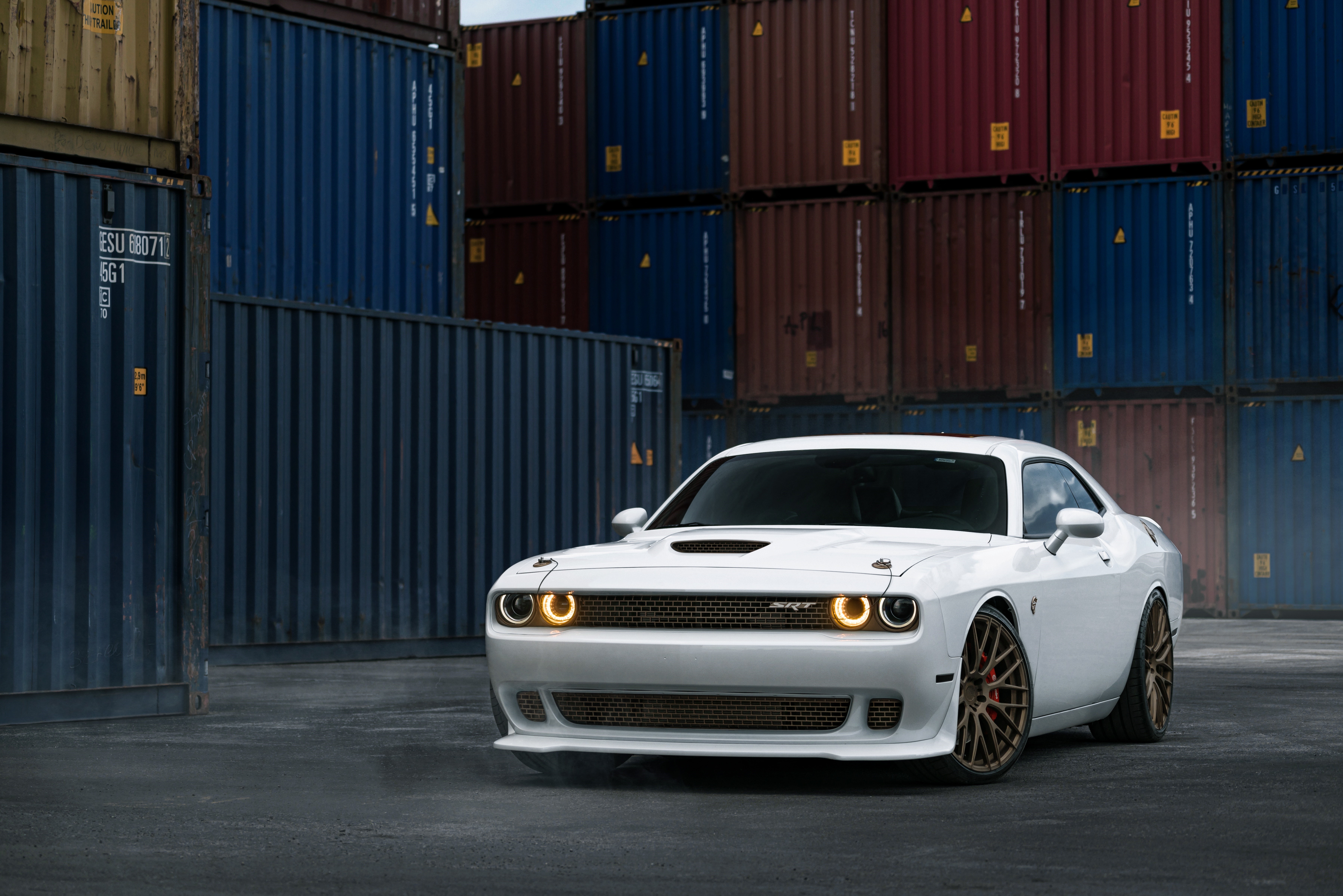 White Dodge Challenger SRT Hellcat by William Stern HD Wallpaper