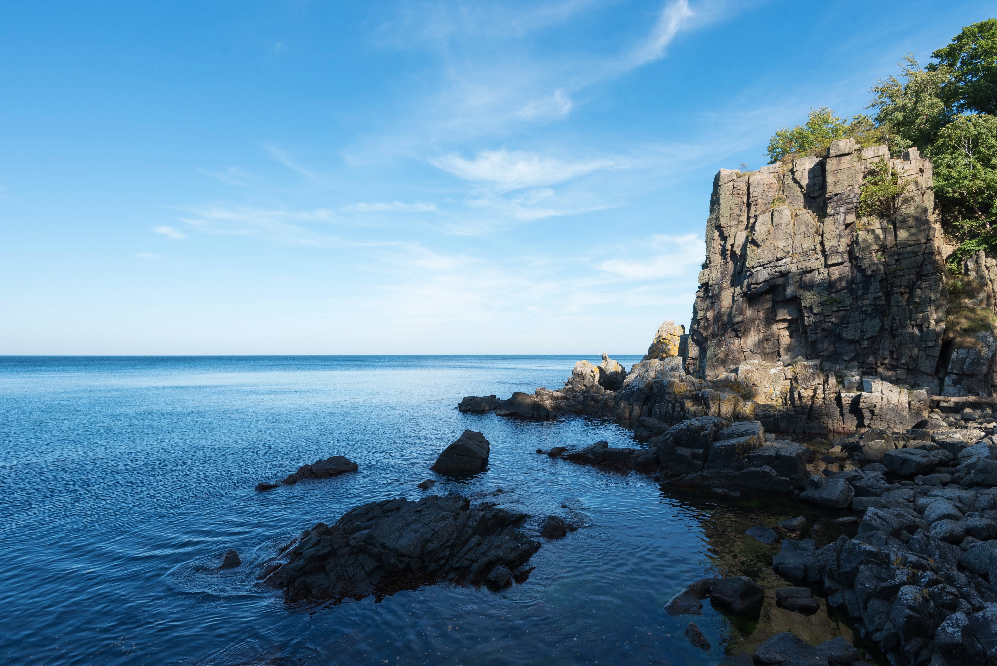 4K Bornholm Denmark Coast Sea Crag HD Wallpaper