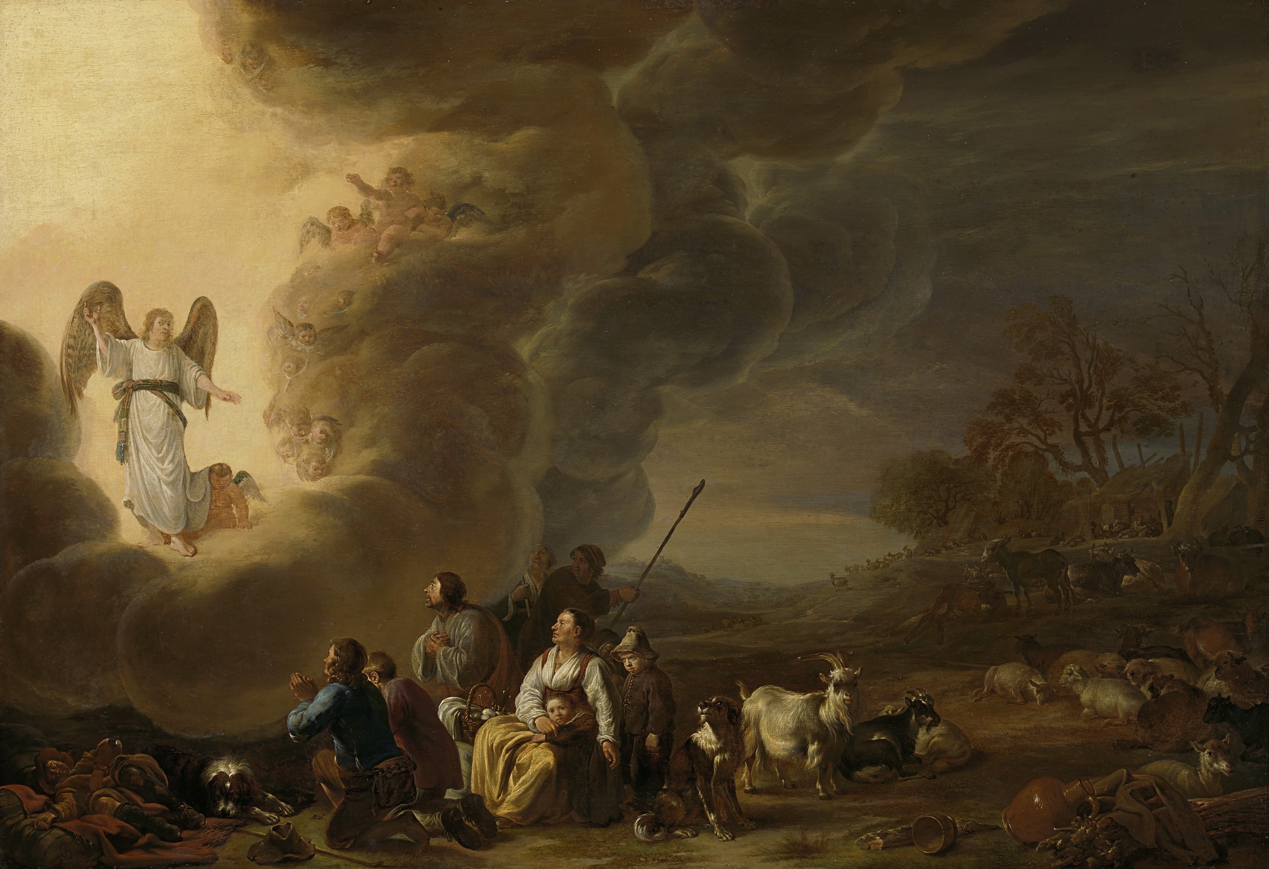 The Annunciation to the Shepherds by Cornelis Saftleven HD Wallpaper
