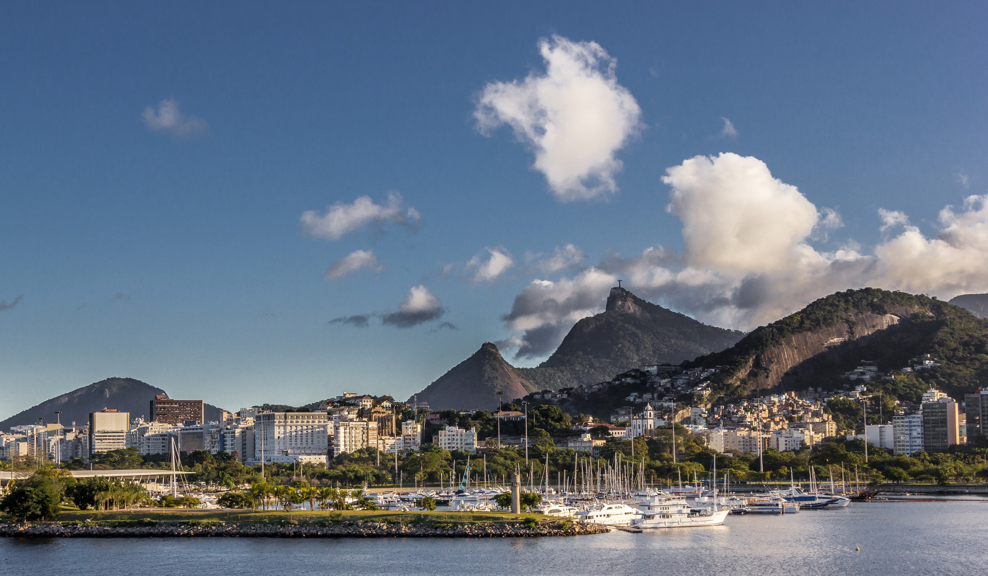 Rio de Janeiro skyline with mountains and marina HD Wallpaper