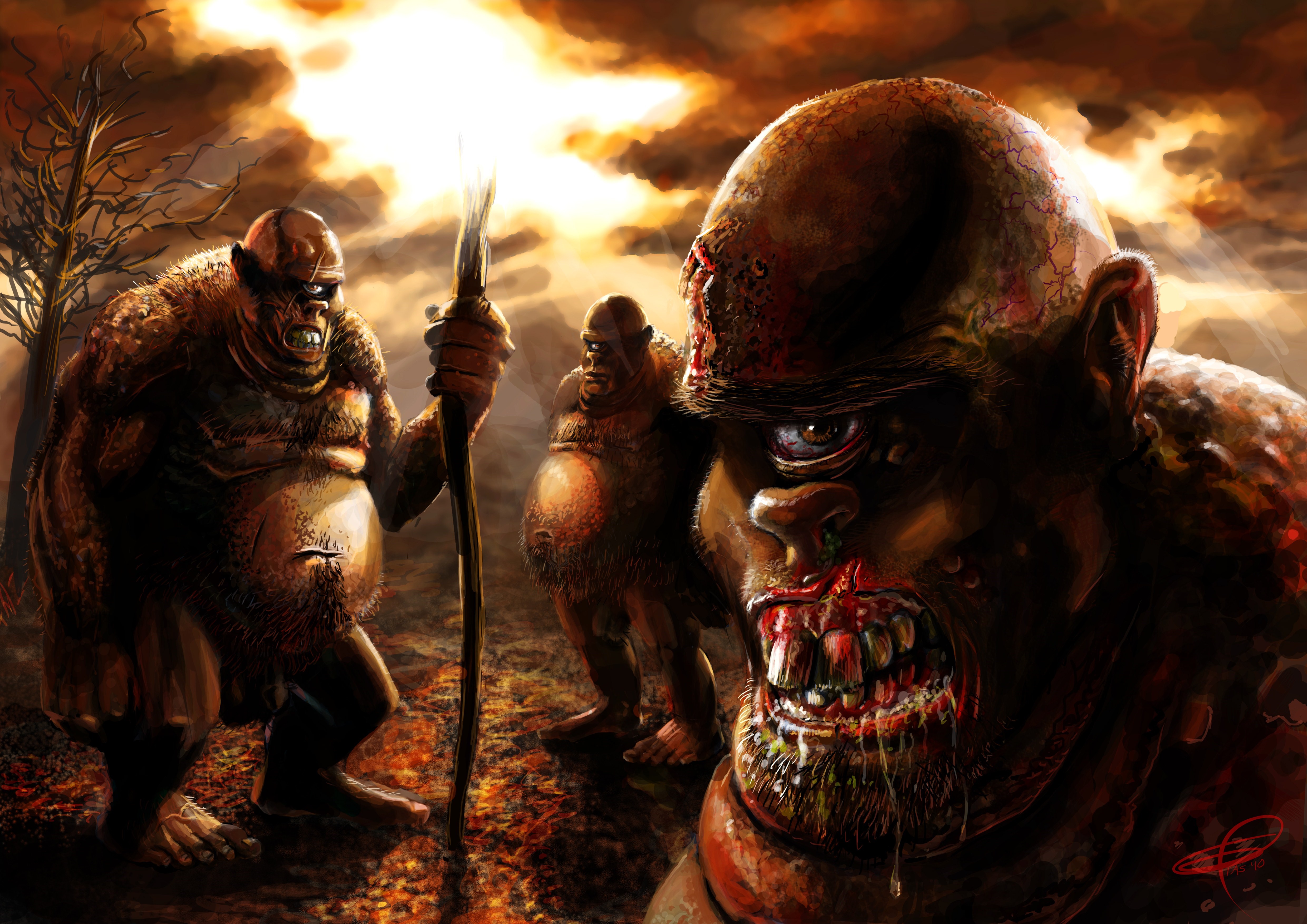 Three Cyclops Monsters with a Staff HD Wallpaper