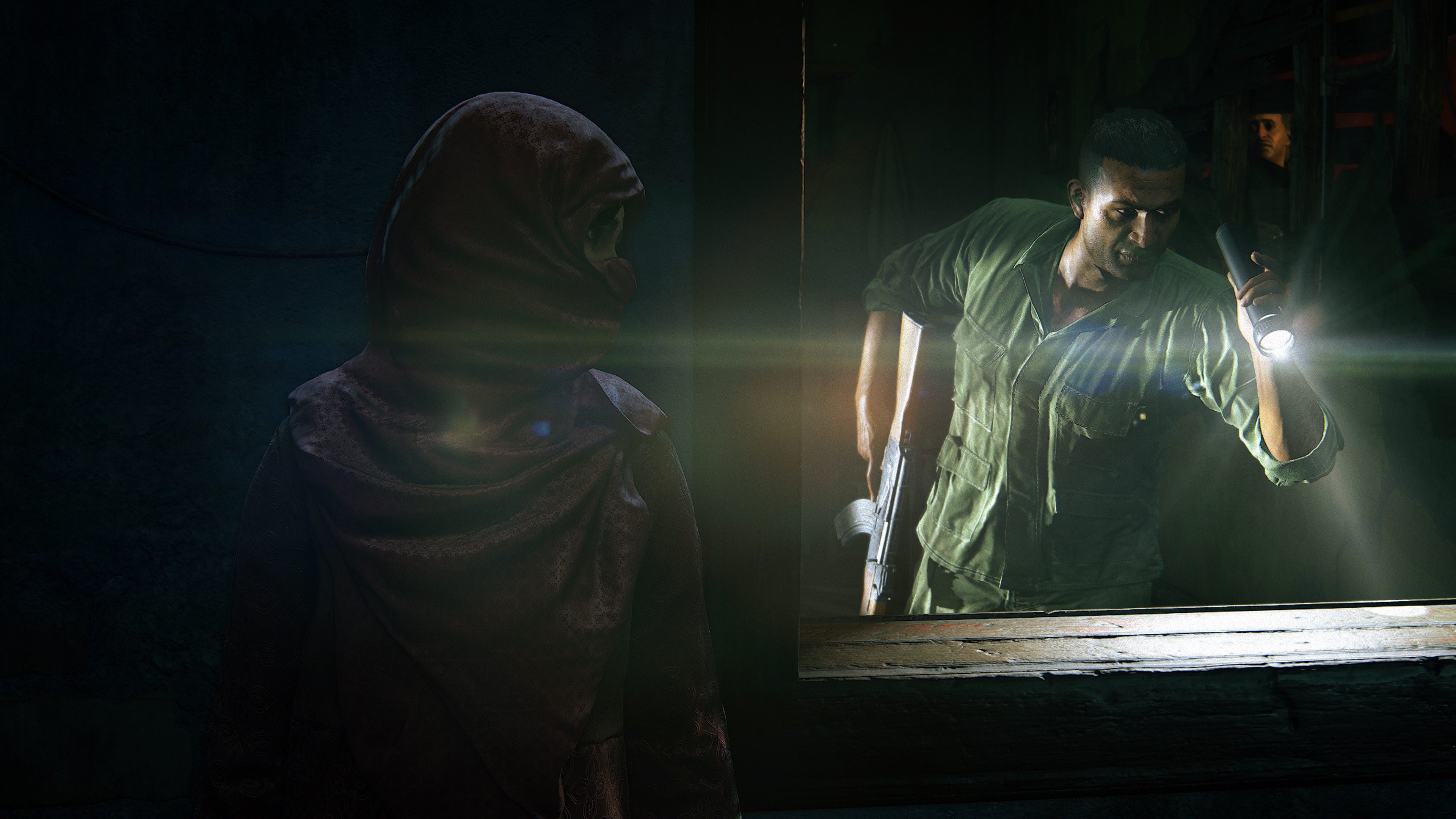 Man with flashlight and gun in Uncharted: The Lost Legacy HD Wallpaper