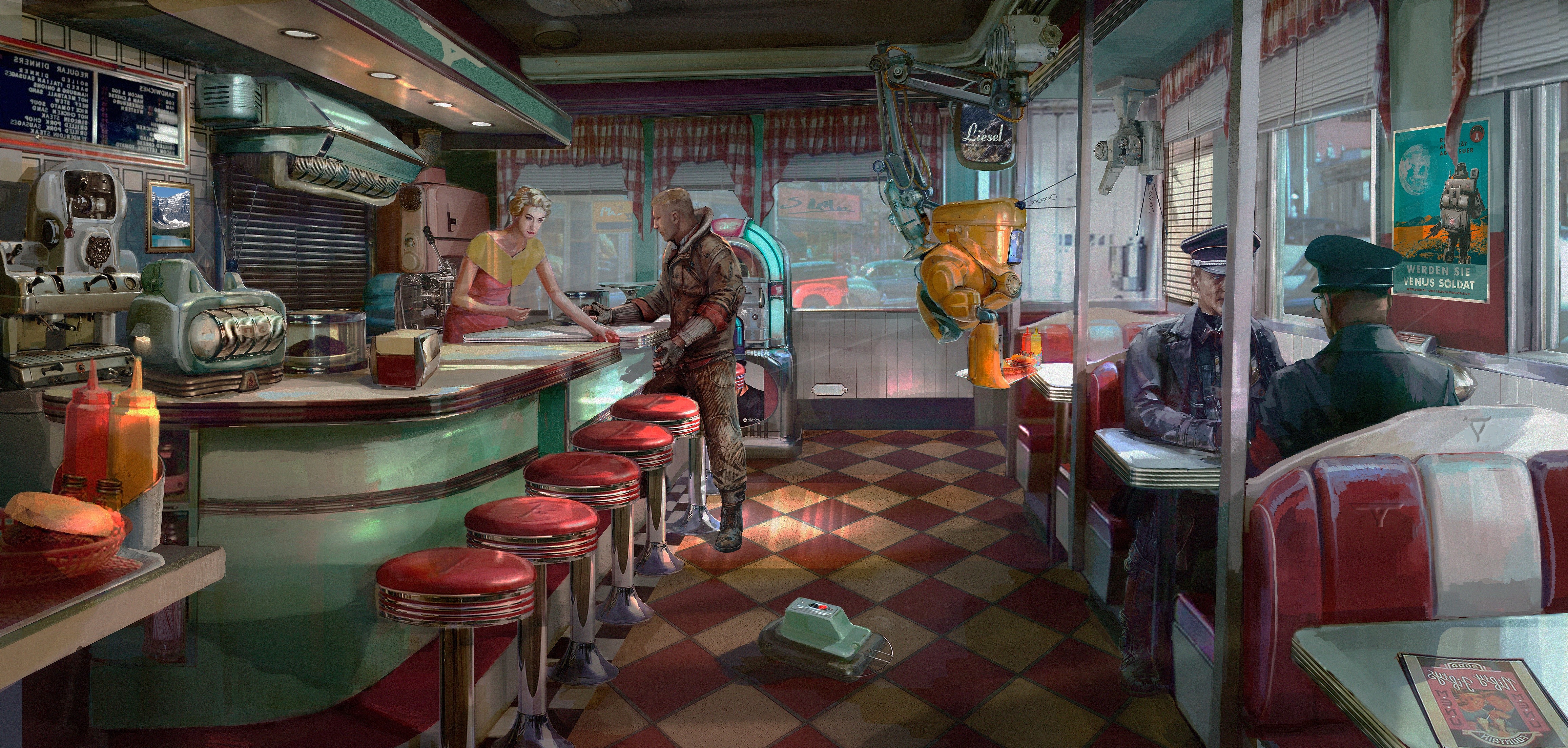 Wolfenstein II: The New Colossus Diner Scene HD Wallpaper