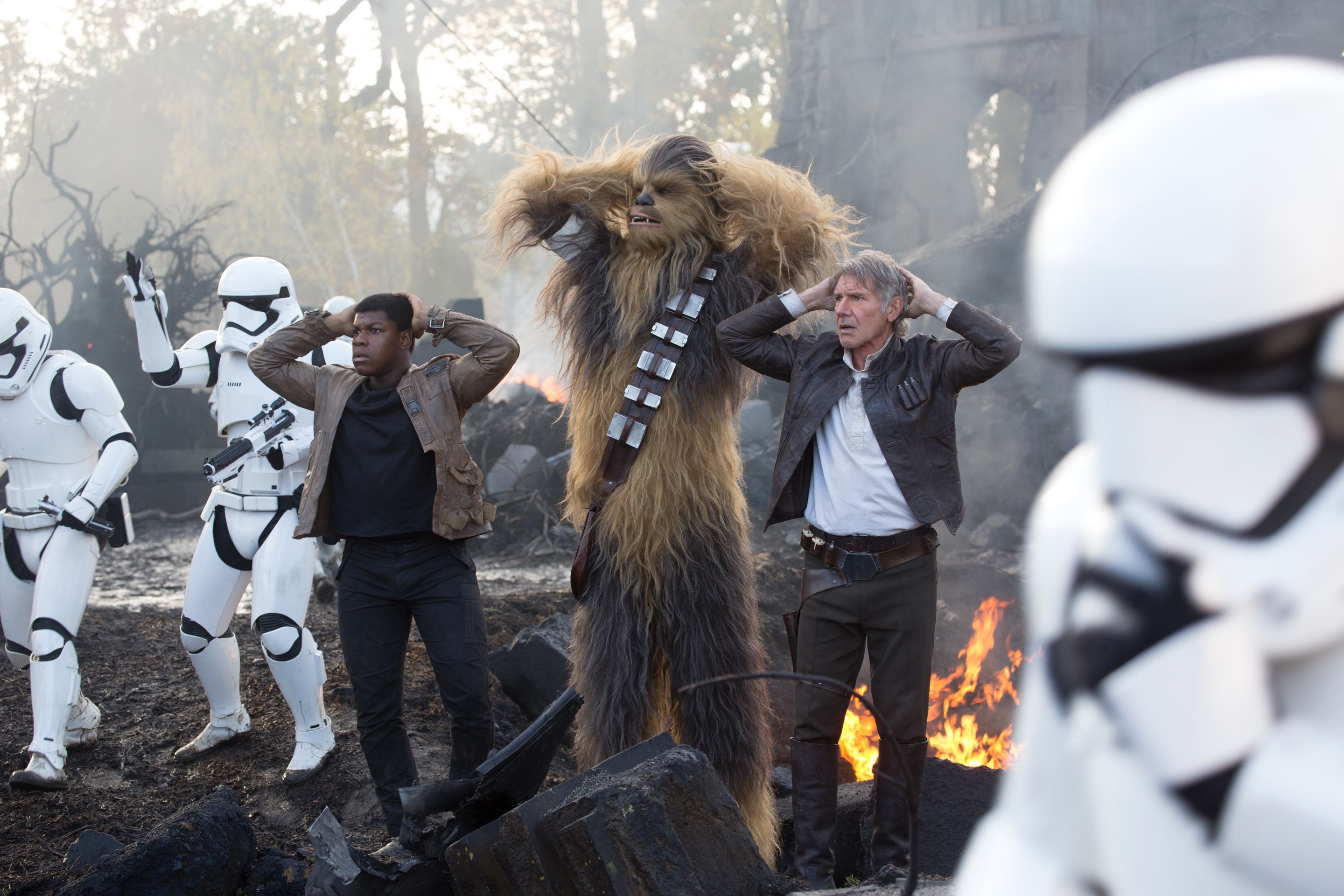 Chewbacca and Han Solo from Star Wars: The Force Awakens HD Wallpaper