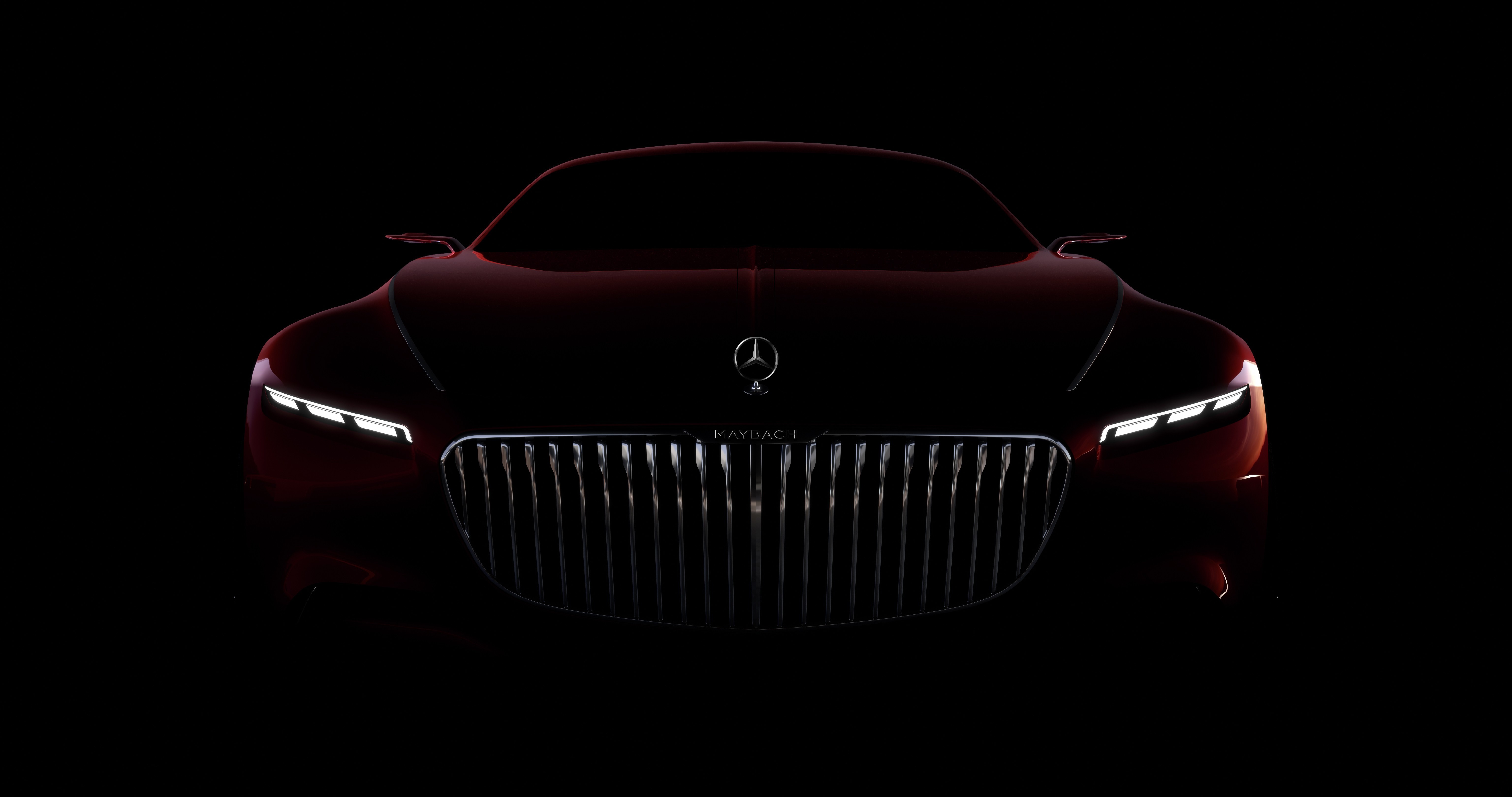 Mercedes-Benz Maybach Vision 6 wine red car front HD Wallpaper