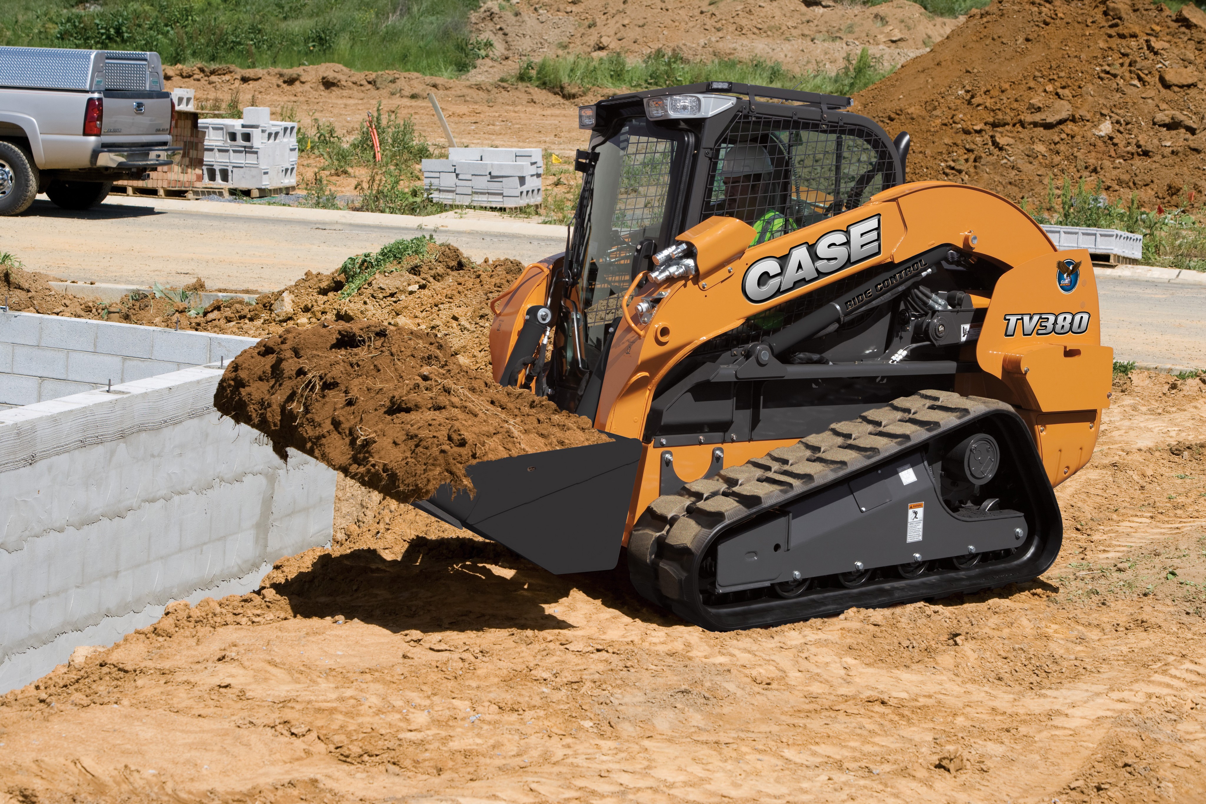 Case TV380 Skid Steer Loader Moving Dirt HD Wallpaper