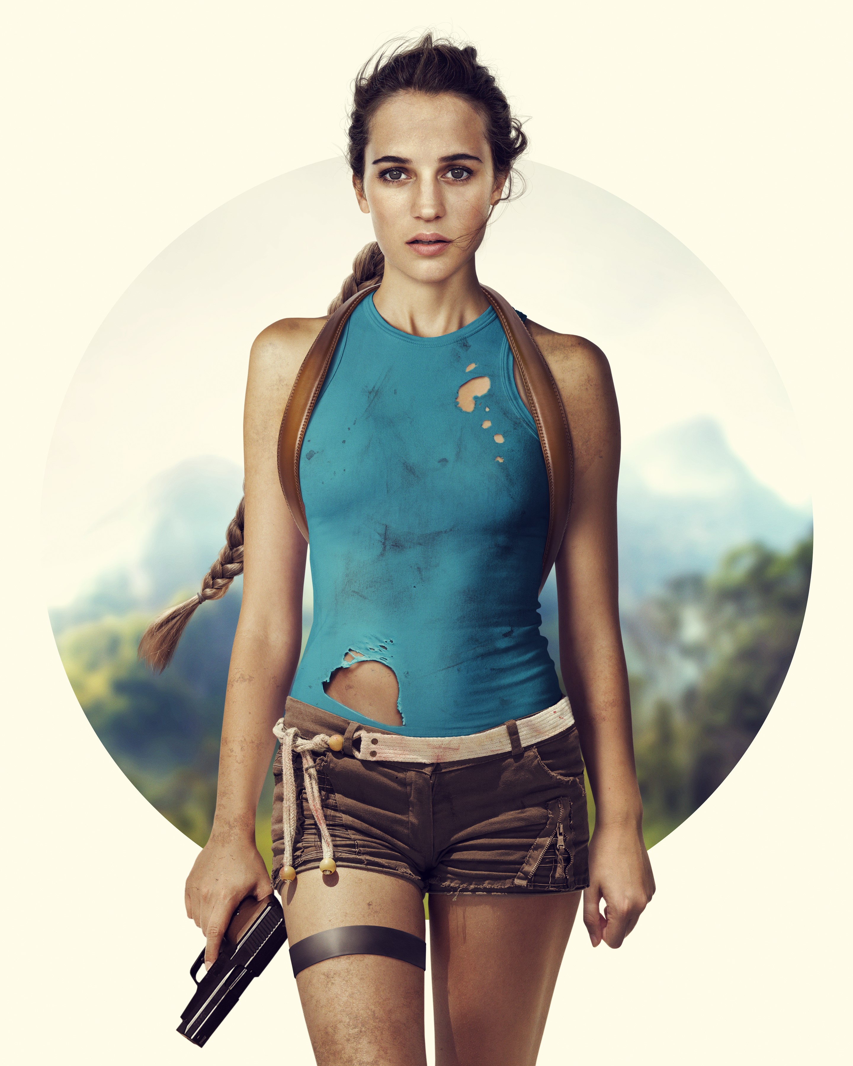 Lara Croft from Tomb Raider holding a pistol HD Phone Wallpaper