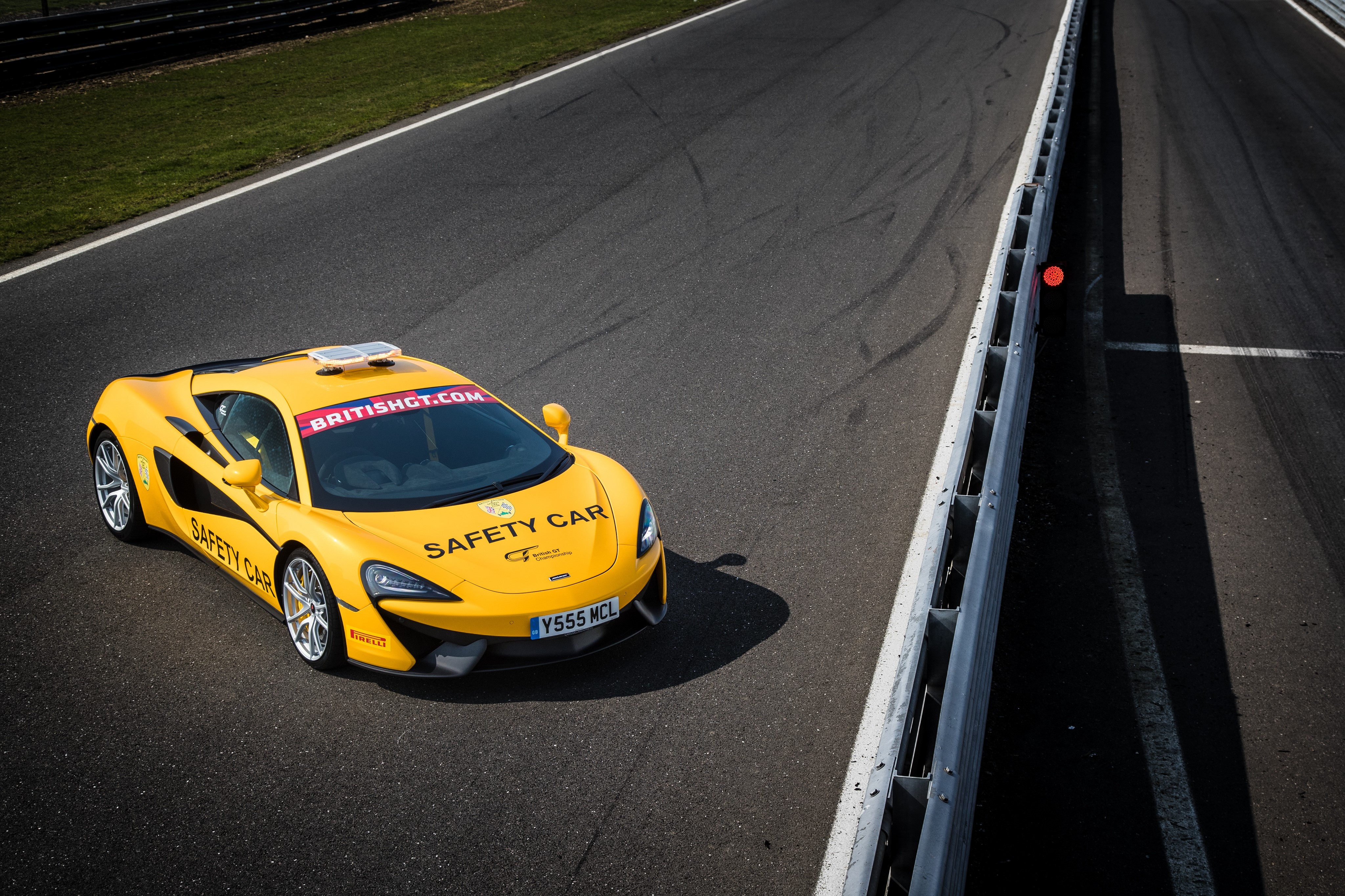 Yellow McLaren 540C Coupe Safety Car on Track HD Wallpaper