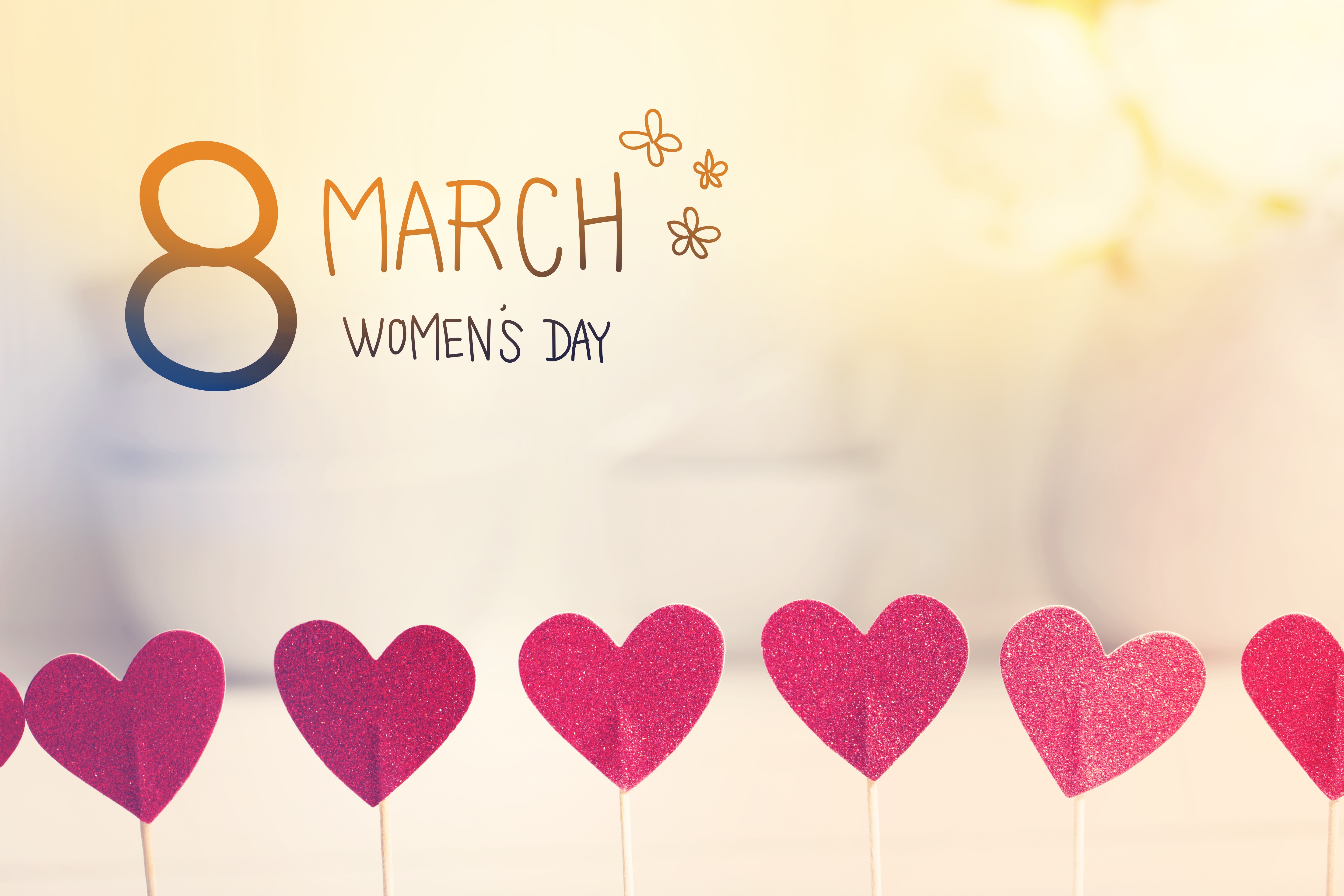 8 March Women's Day hearts HD Wallpaper