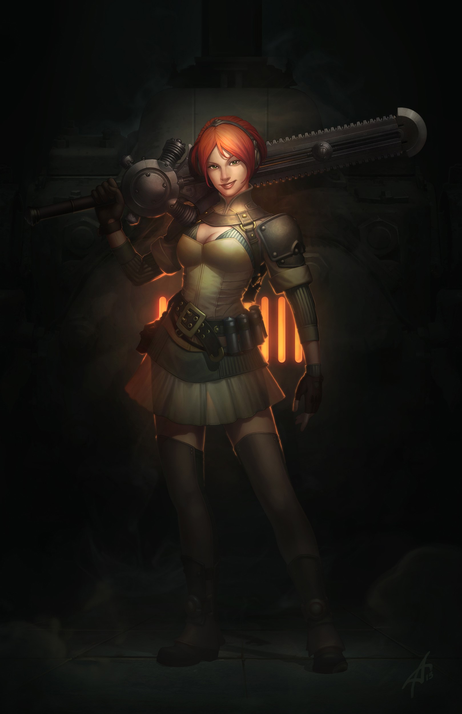 Woman with a large weapon HD Phone Wallpaper