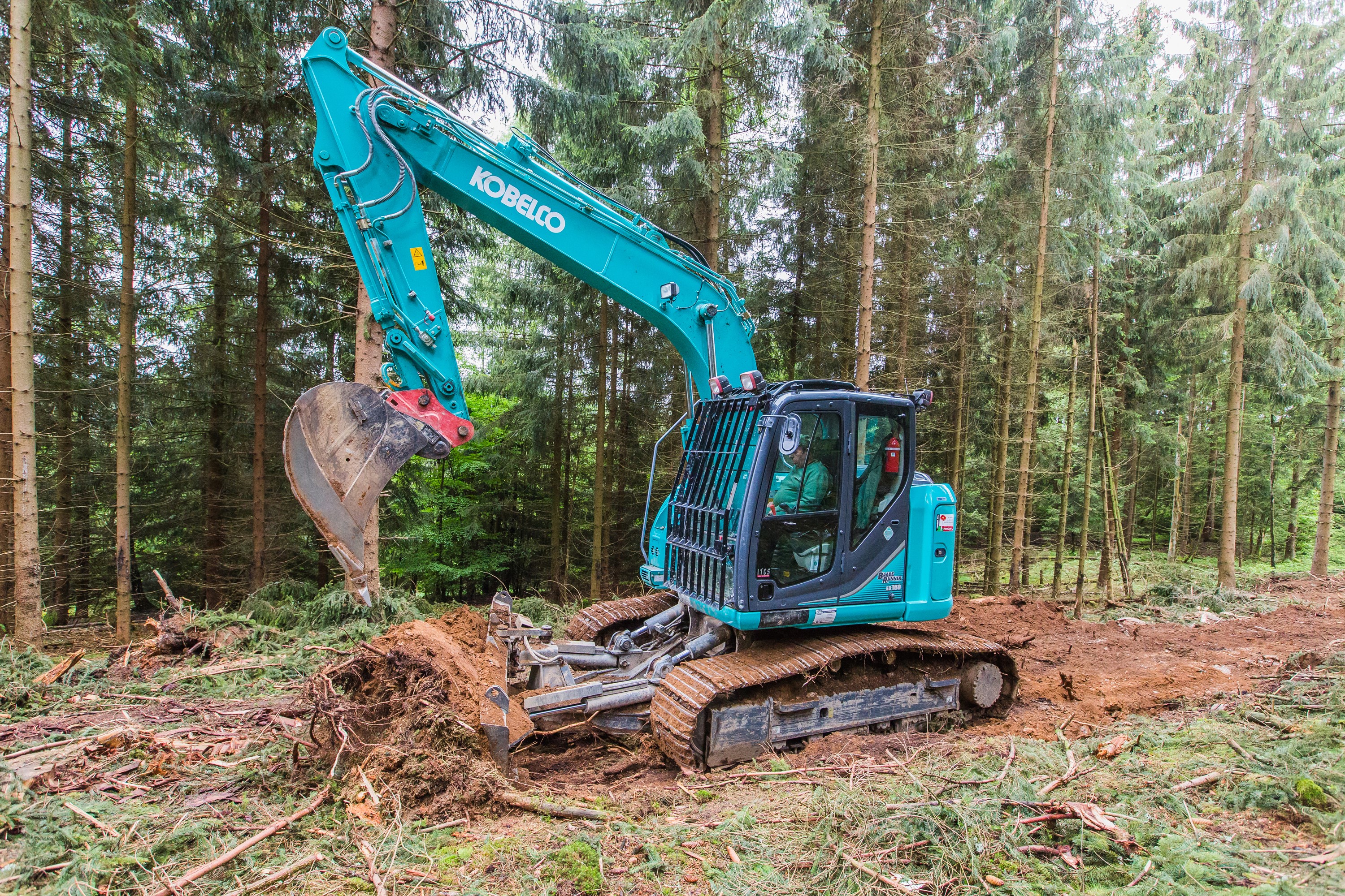 Kobelco ED160BR-5 Excavator in Forest HD Wallpaper