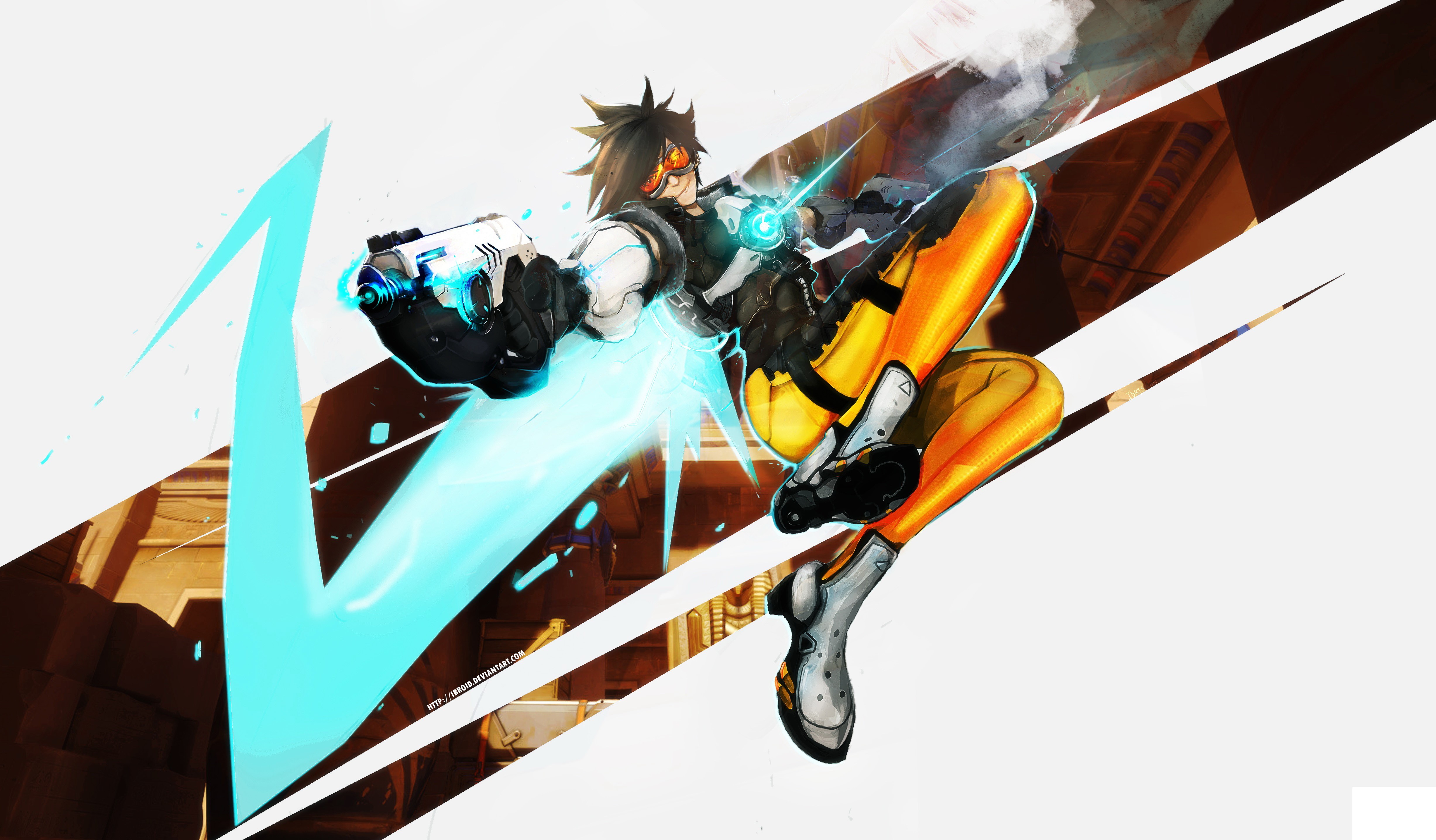 Tracer from Overwatch with pistols HD Wallpaper