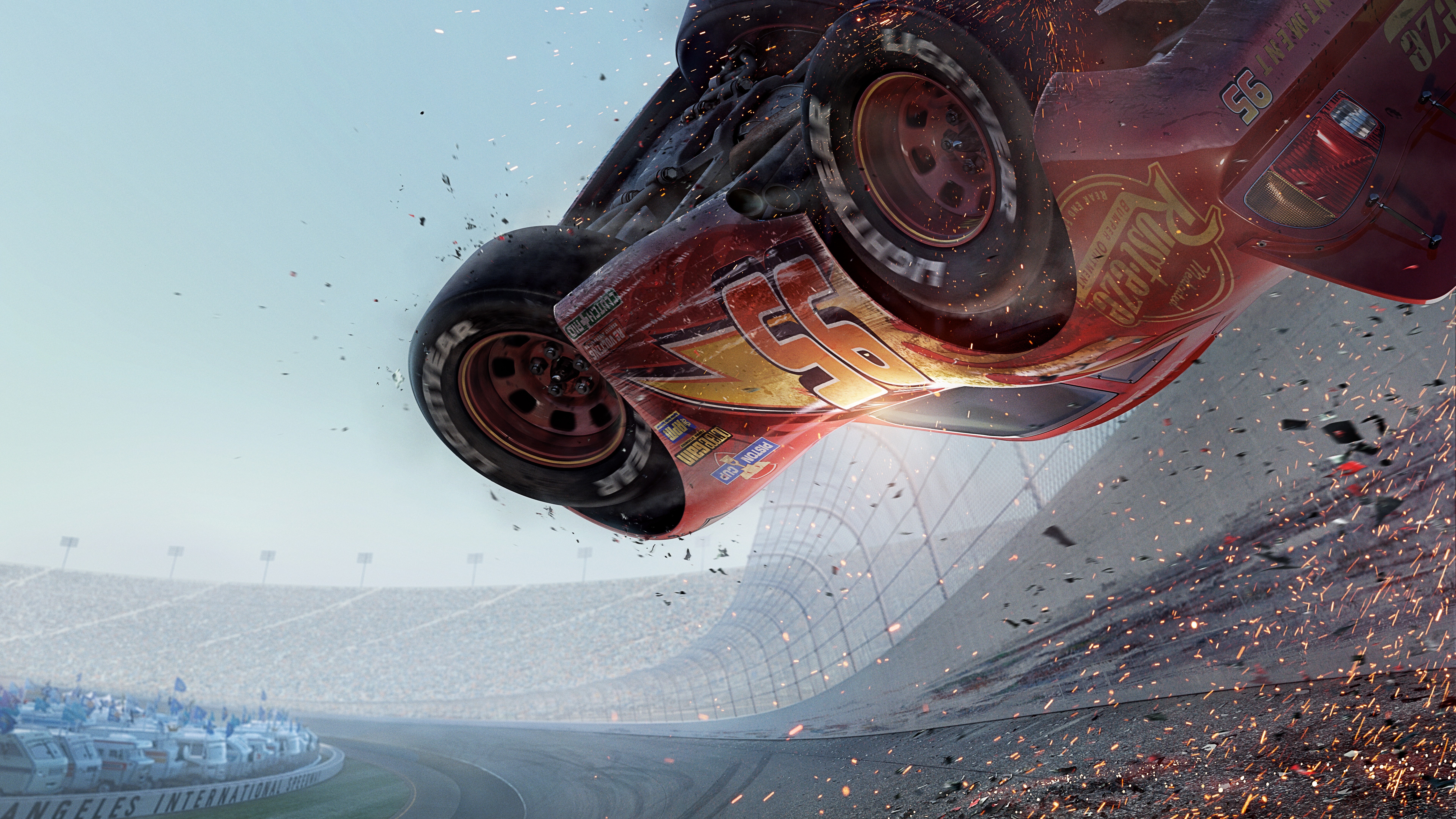 Lightning McQueen from Cars 3 crashing HD Wallpaper