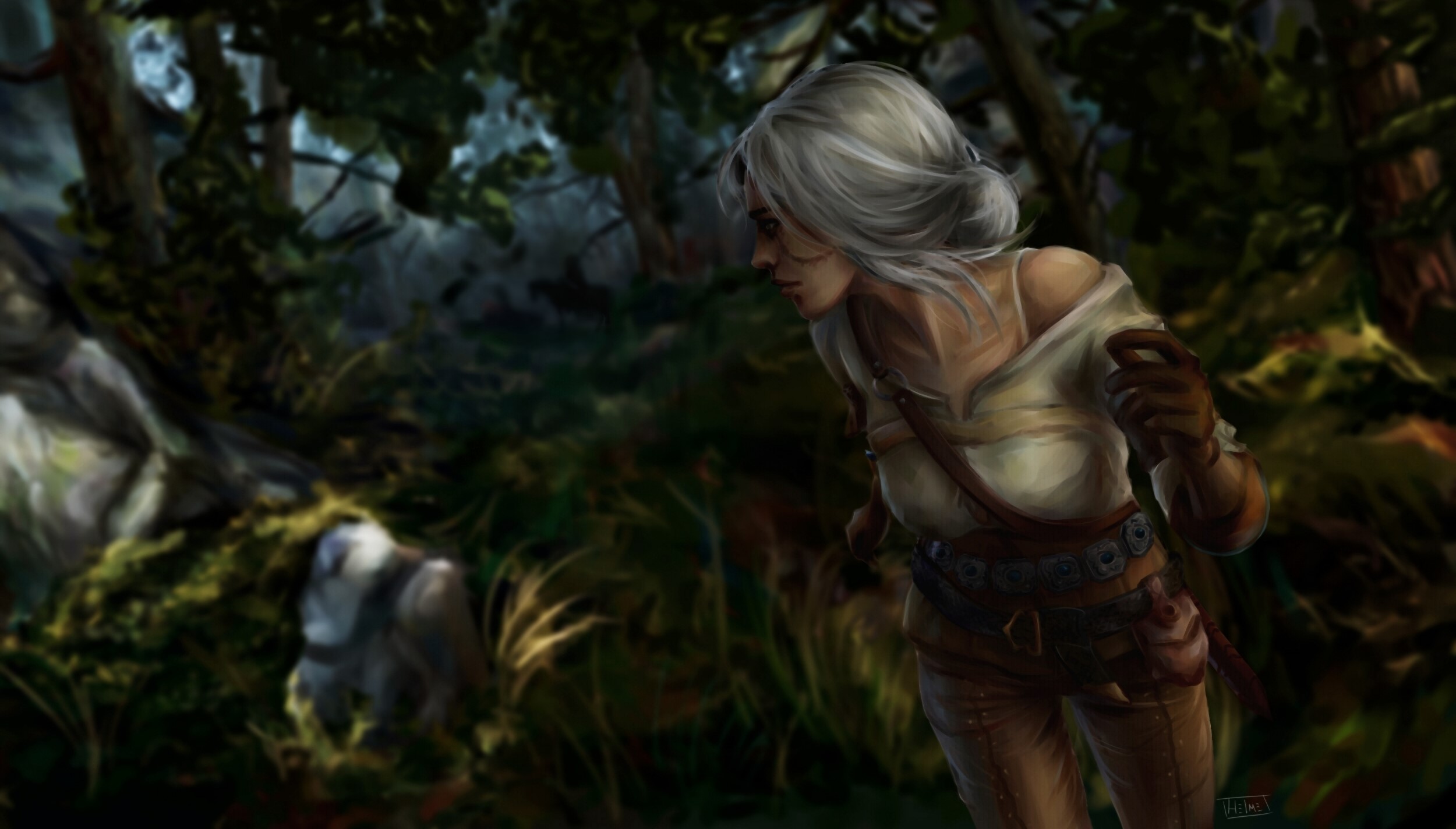 Ciri from The Witcher in a forest HD Wallpaper