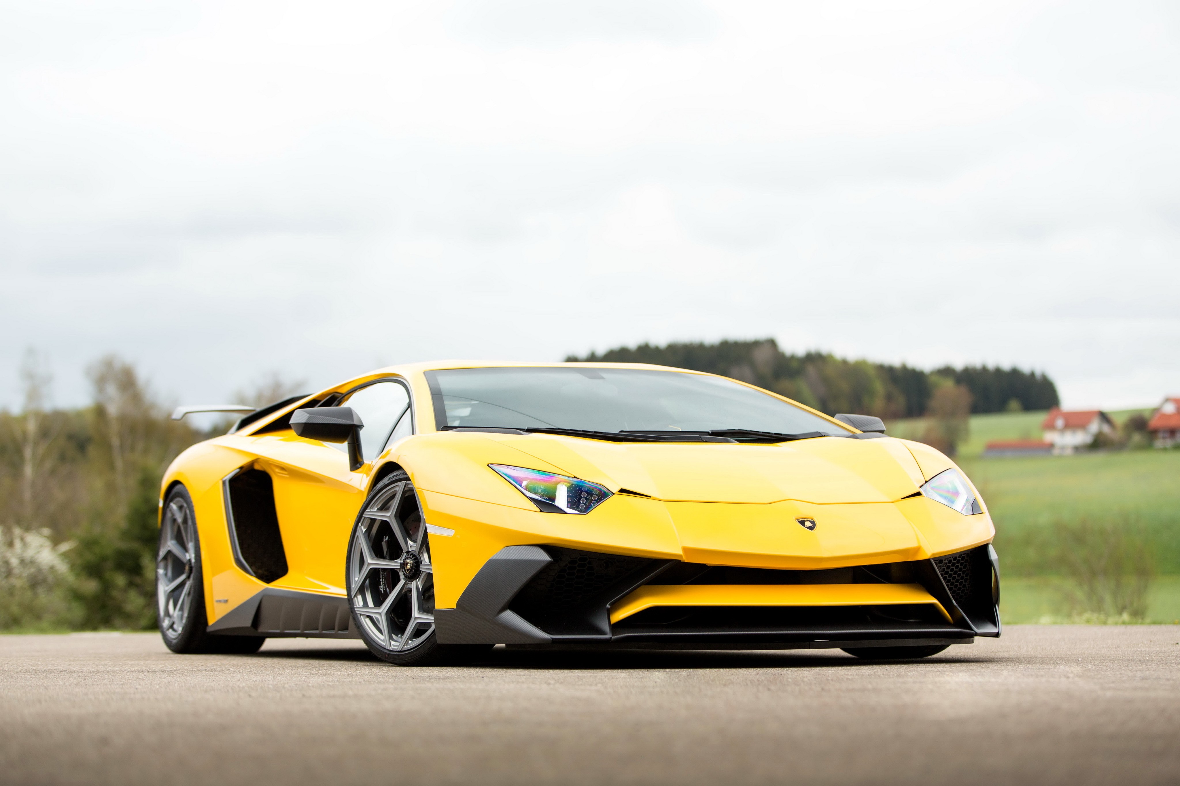 4K Lamborghini Aventador Novitec Torado LP 750-4 Yellow Front HD Wallpaper