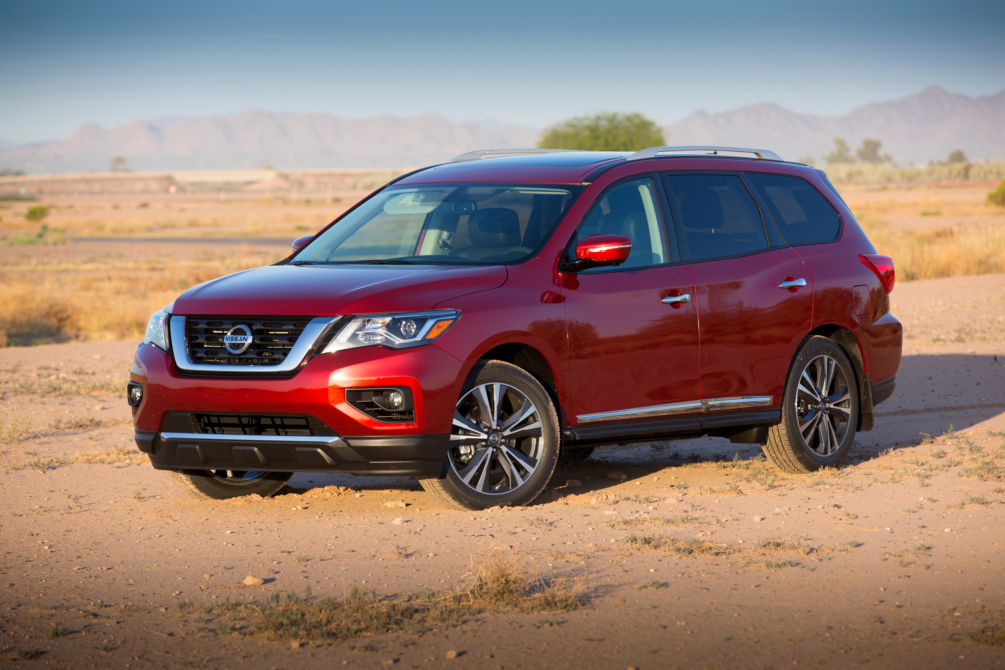 Red 2017 Nissan Pathfinder SUV HD Wallpaper