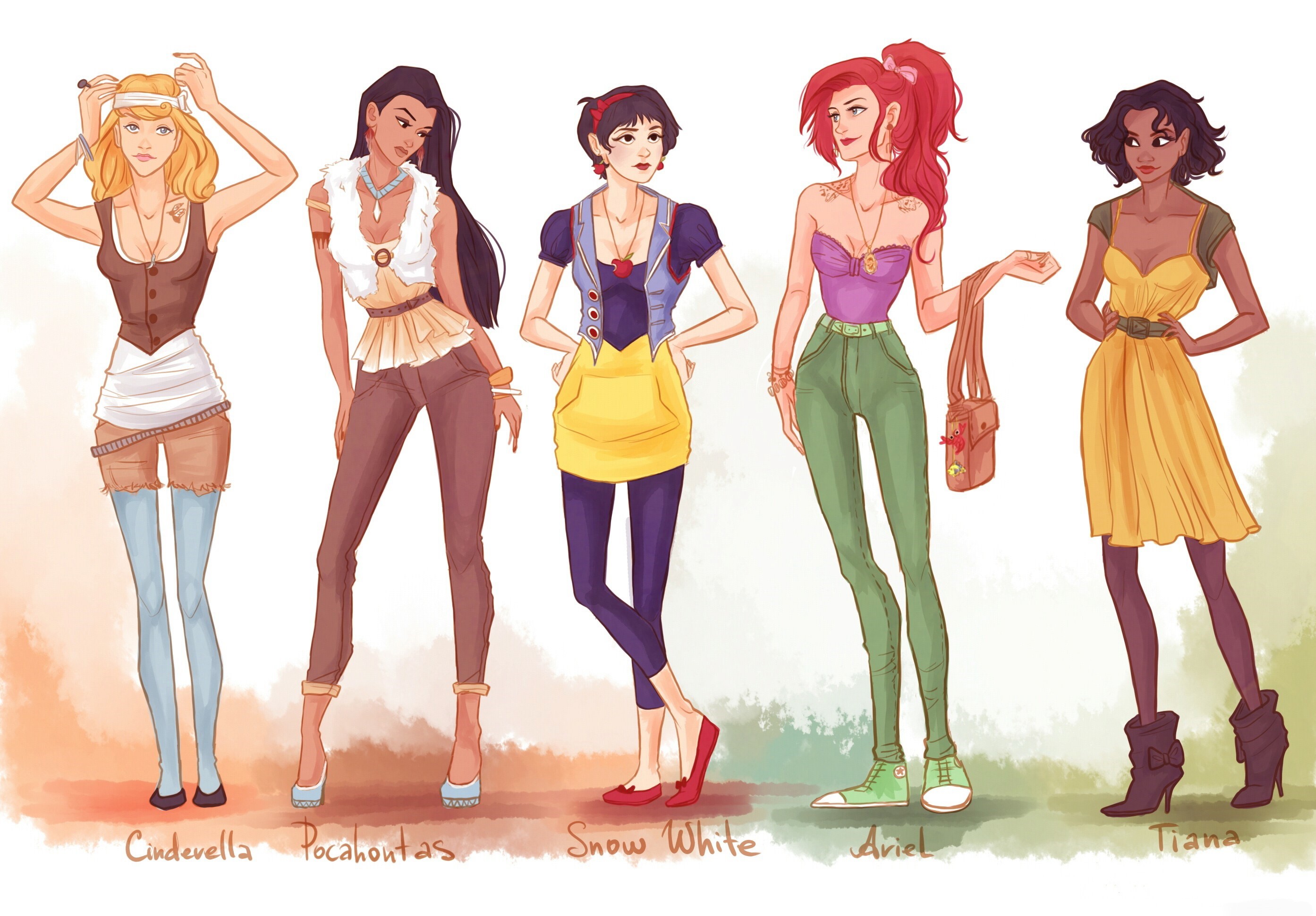 Five Disney Princesses reimagined in modern fashion HD Wallpaper