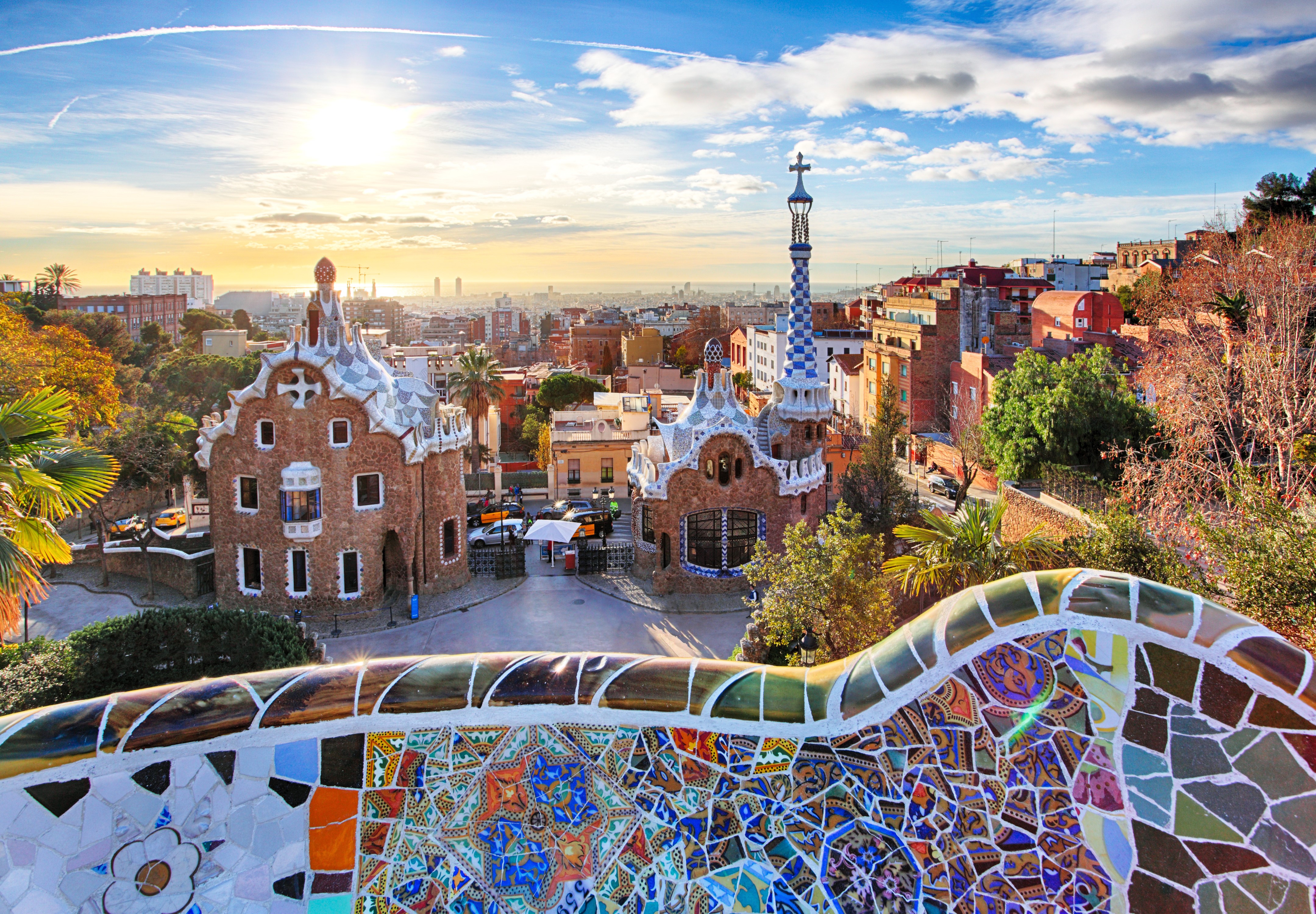 Park Guell Barcelona Spain Houses Design HD Wallpaper