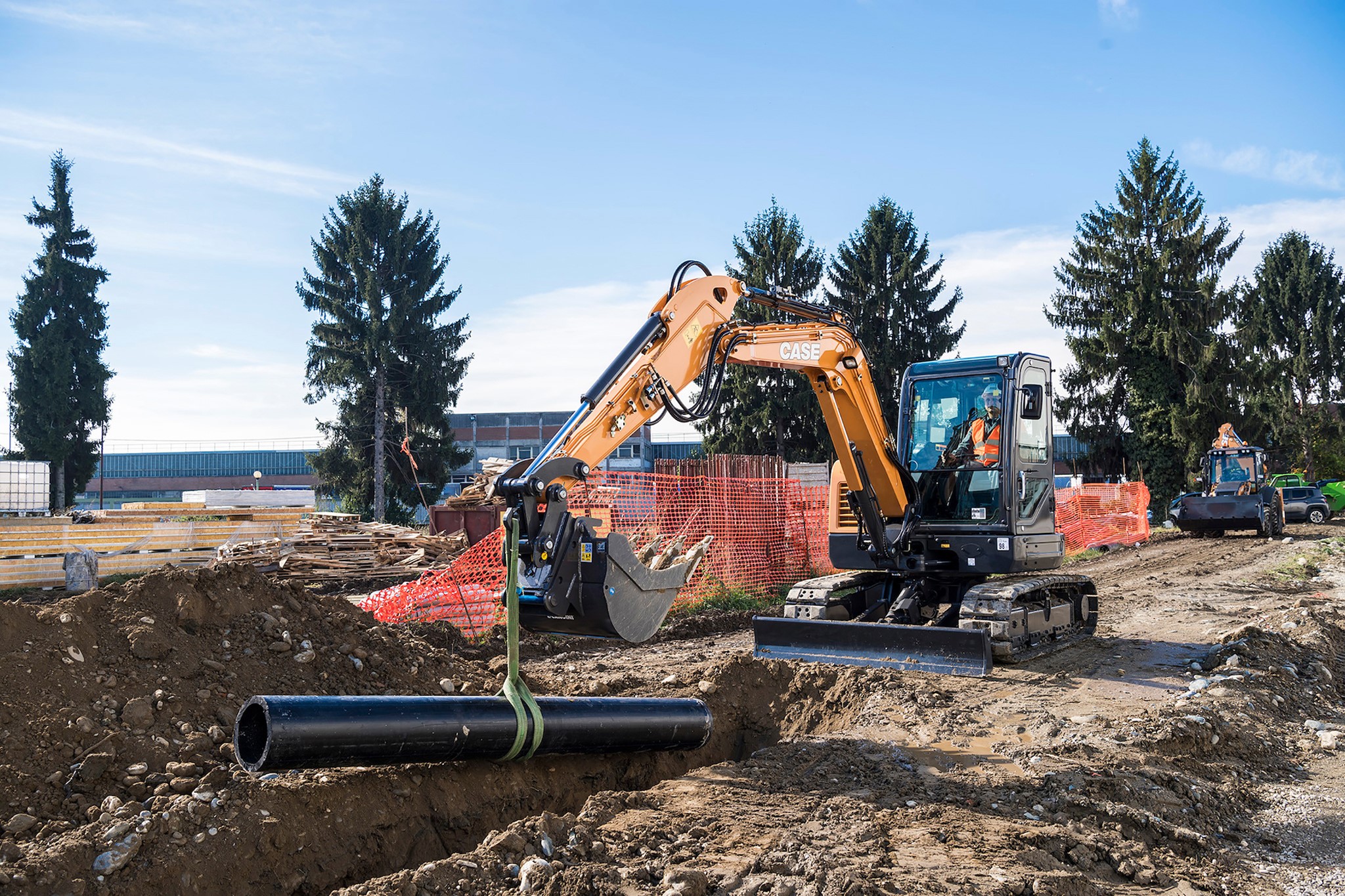 Case CX60C Excavator at Construction Site HD Wallpaper