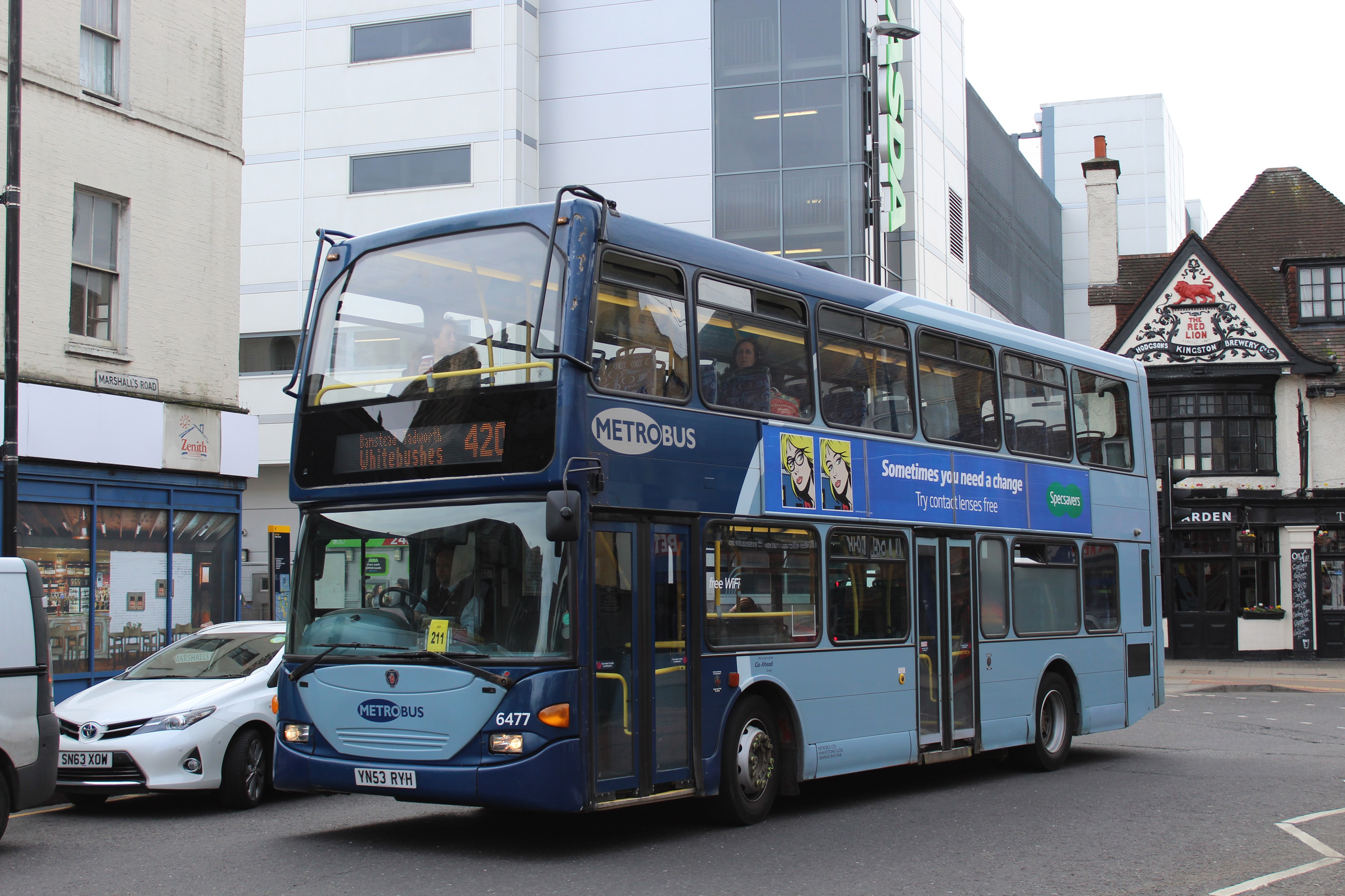 Metrobus double-decker bus 420 on Marshalls Road HD Wallpaper