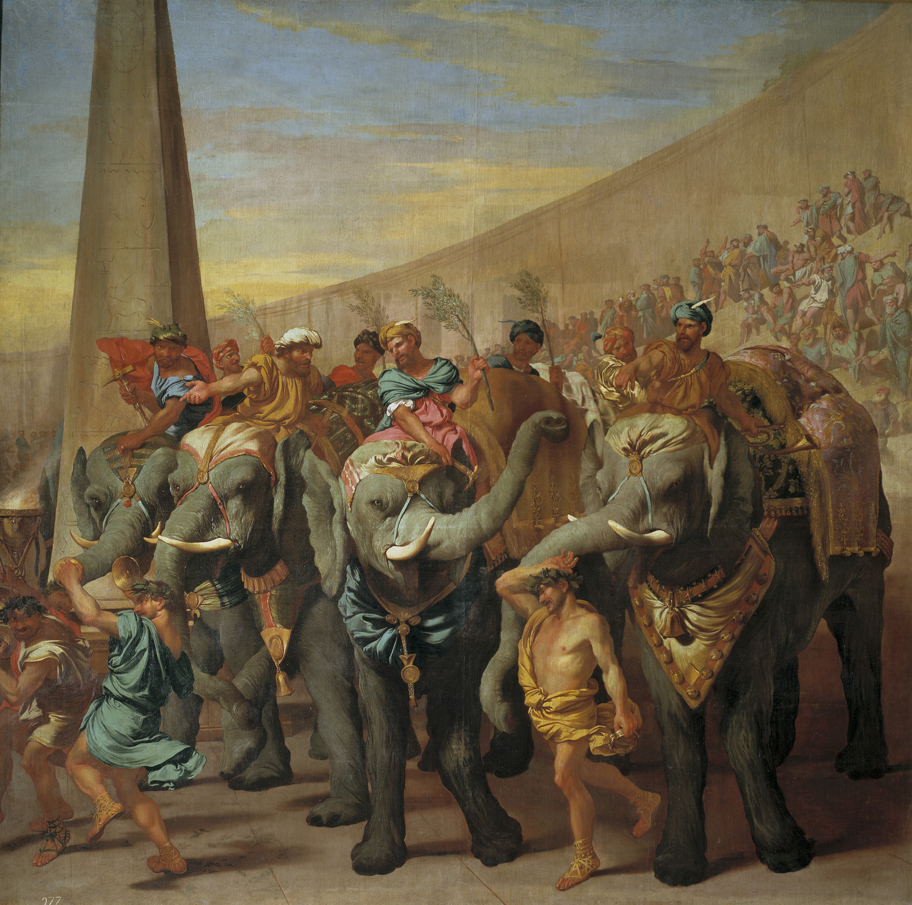 Elephants in a Roman Circus with Spectators HD Wallpaper