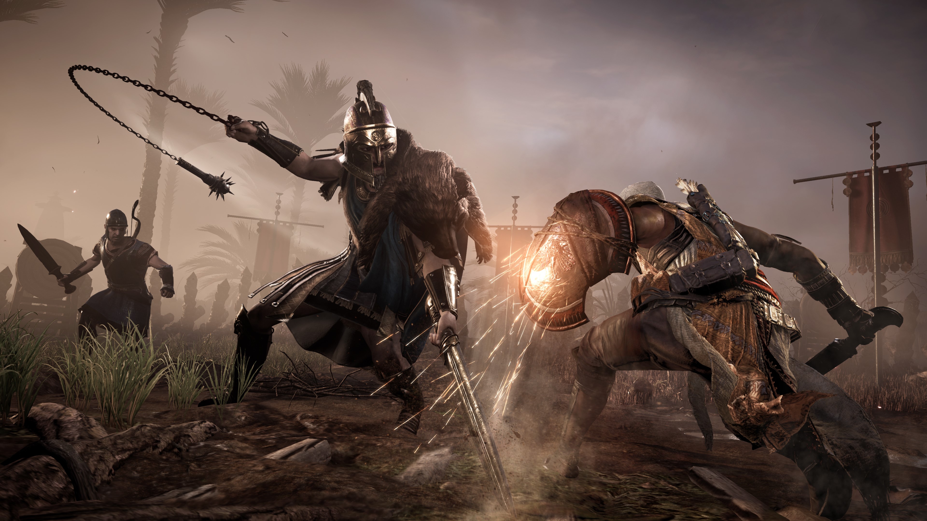 Warriors in battle from Assassin's Creed Origins HD Wallpaper
