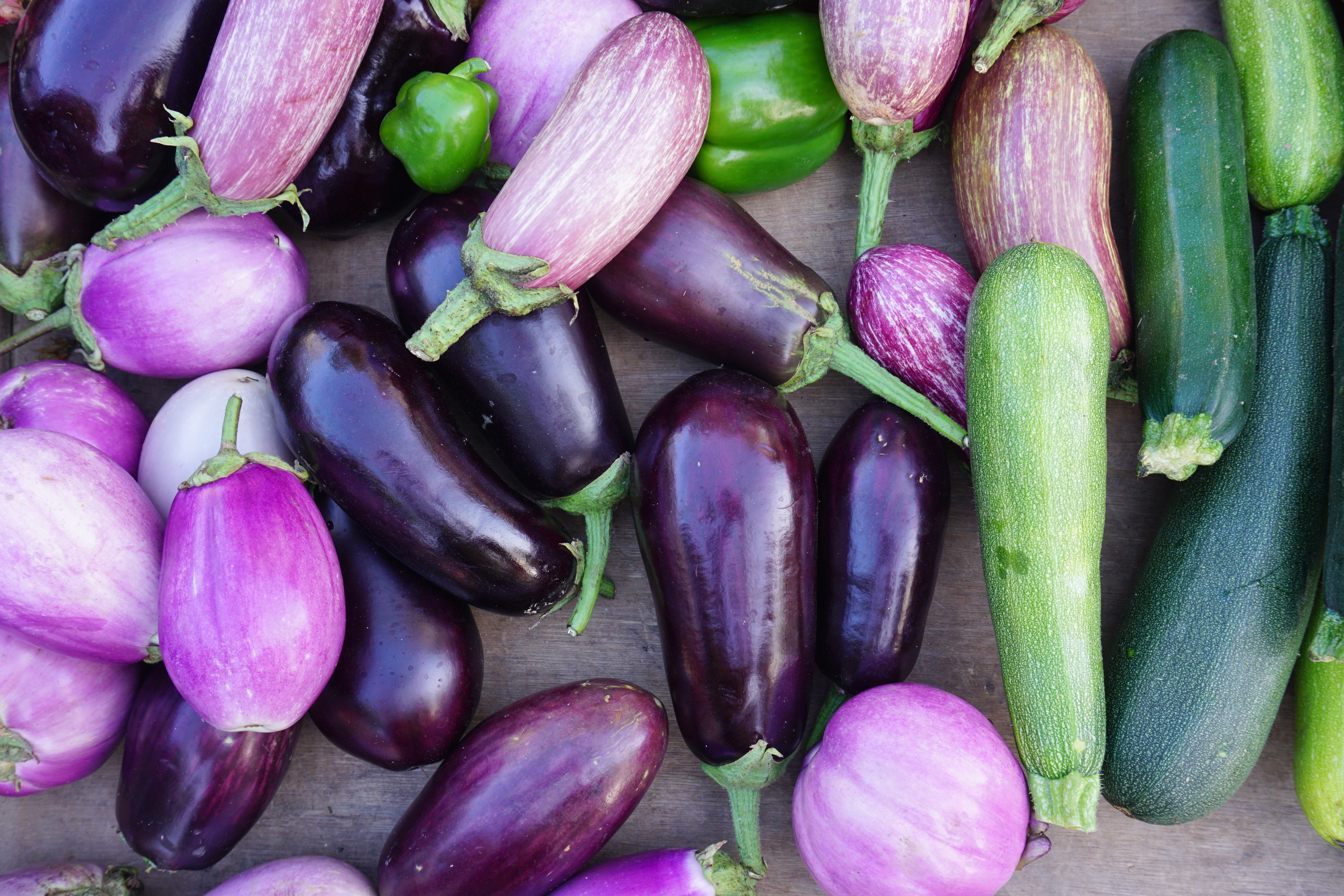 Assortment of Eggplants and Zucchinis HD Wallpaper