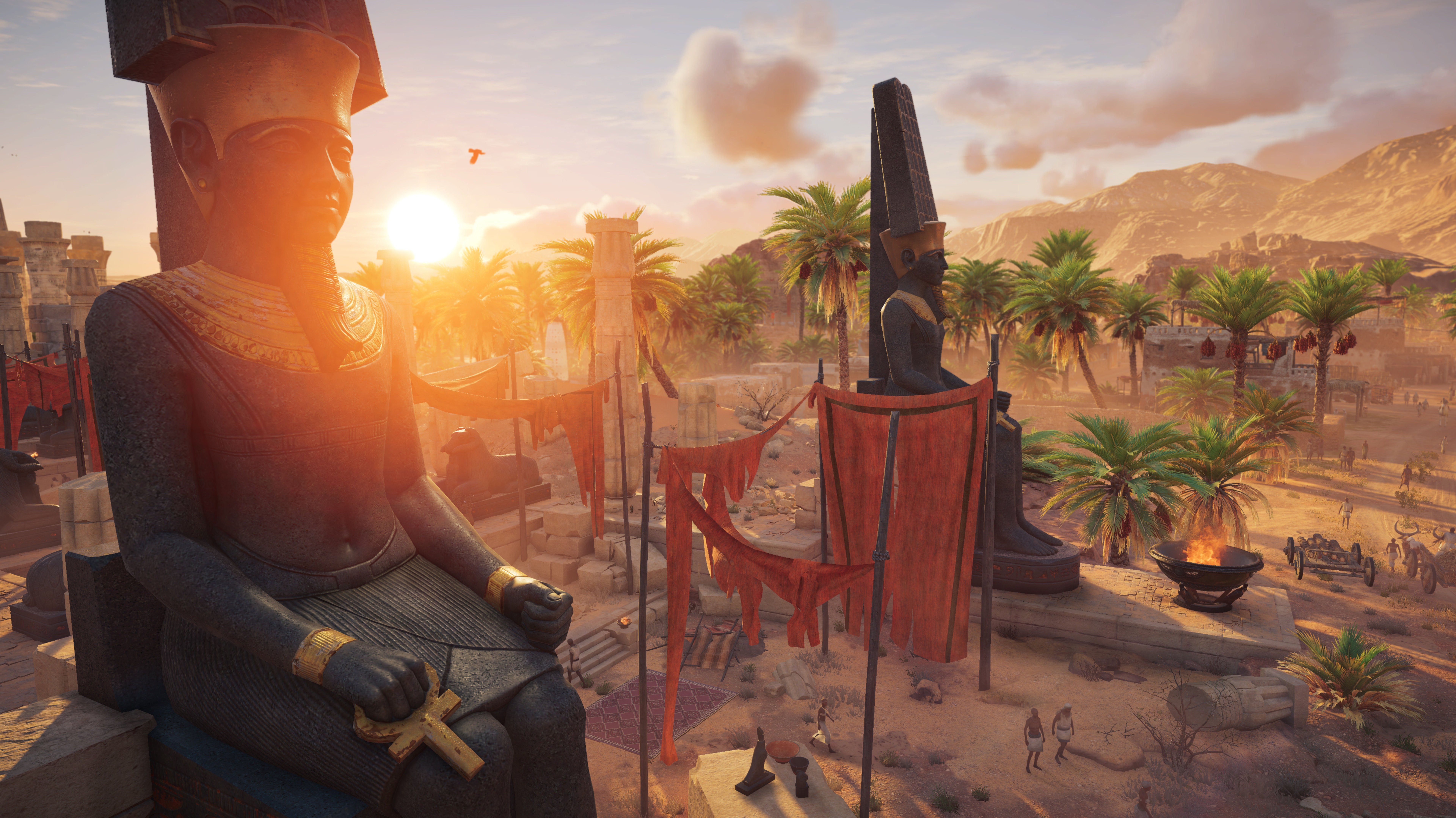 Assassin's Creed Origins sunrise over ancient Egyptian city HD Wallpaper