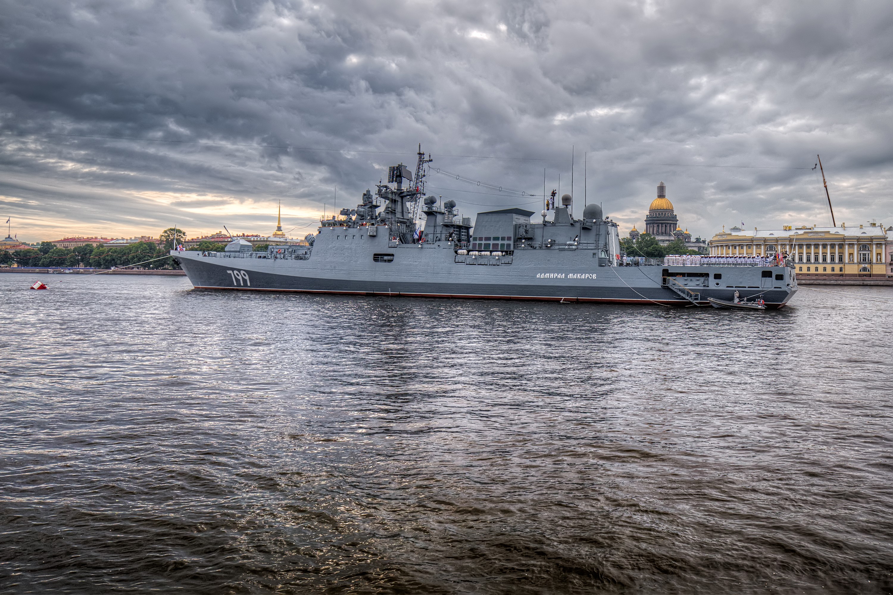 Russian frigate Admiral Makarov in St. Petersburg HD Wallpaper