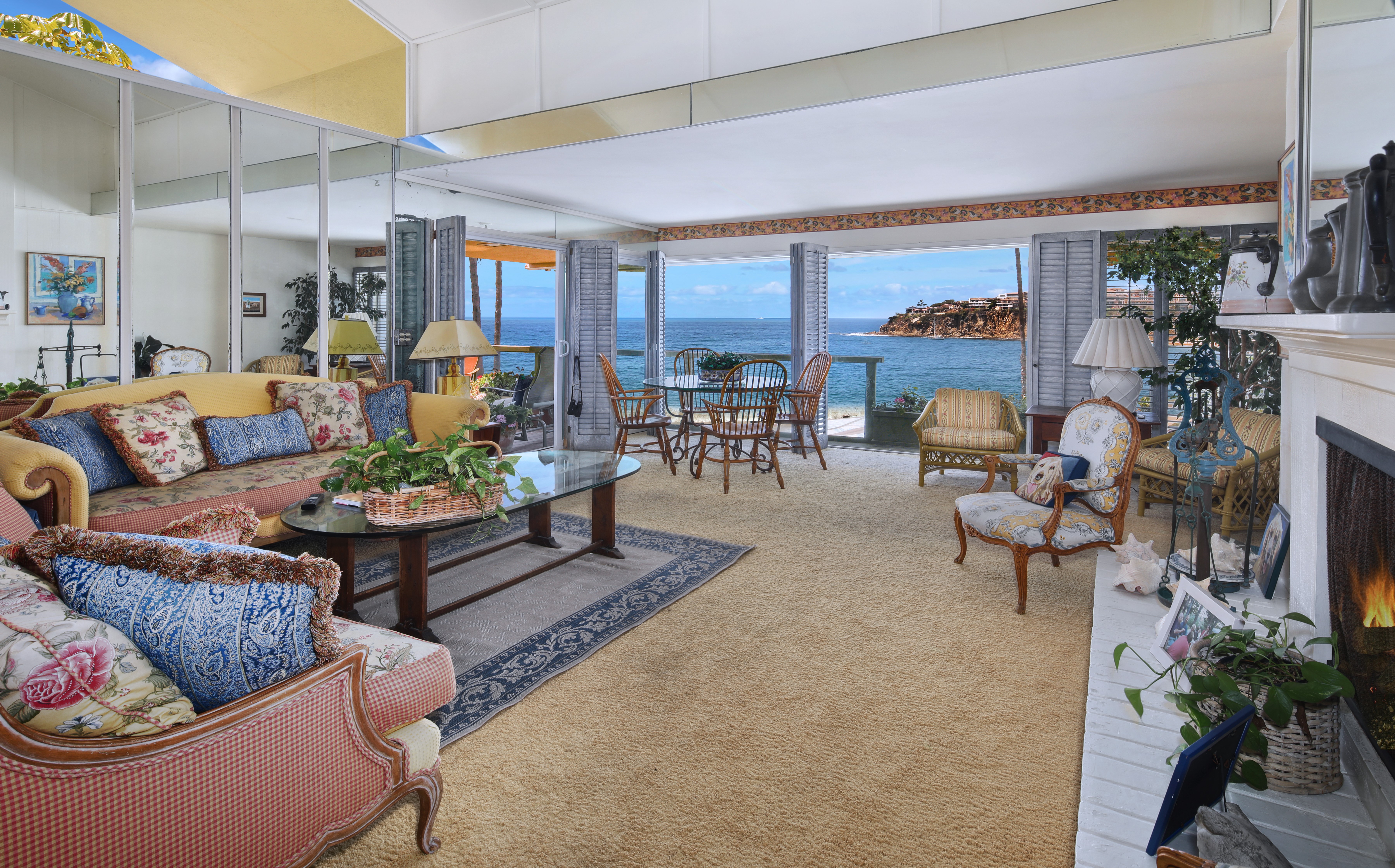 Living room with ocean view HD Wallpaper