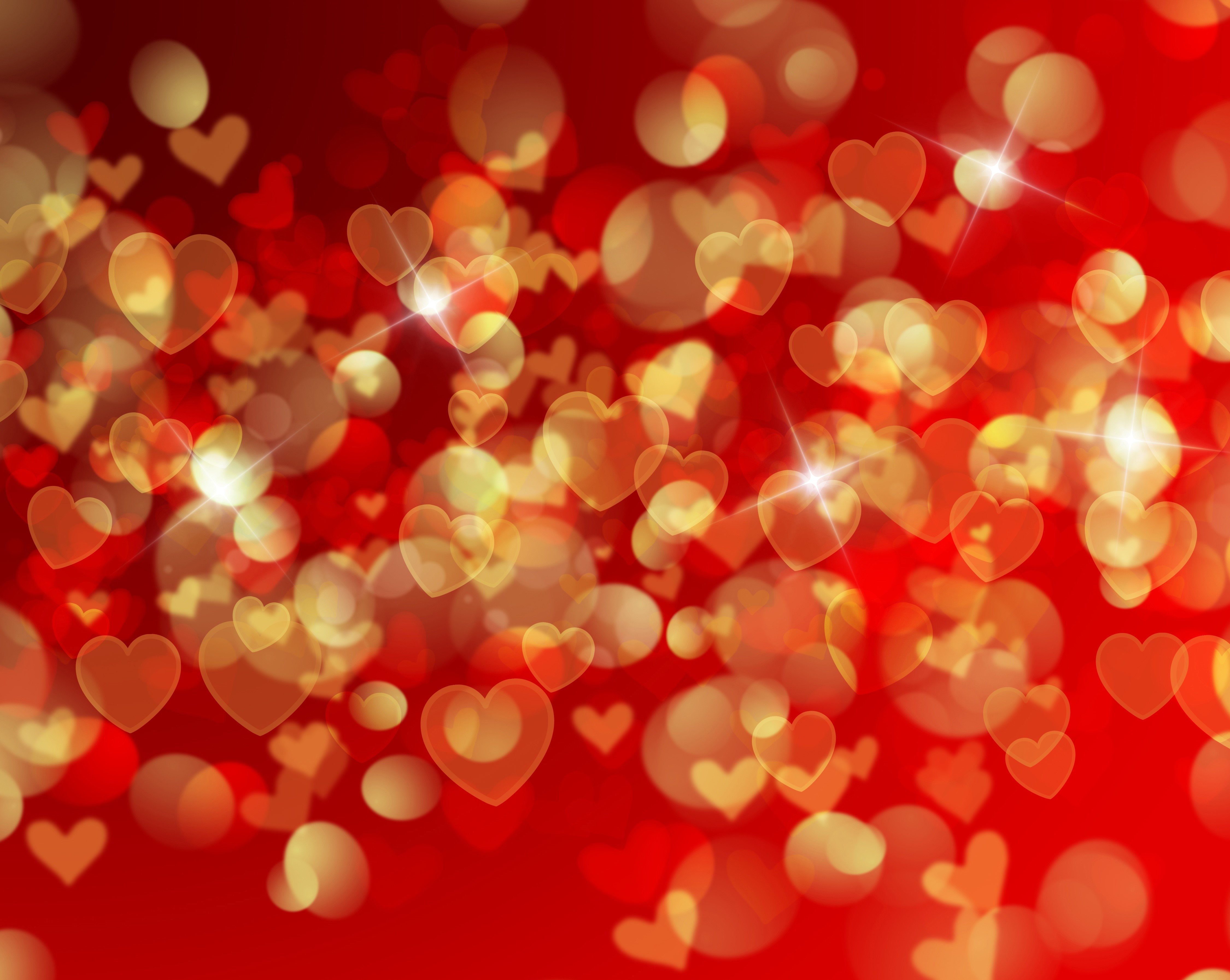4K Valentine's Day Hearts Bokeh HD Wallpaper