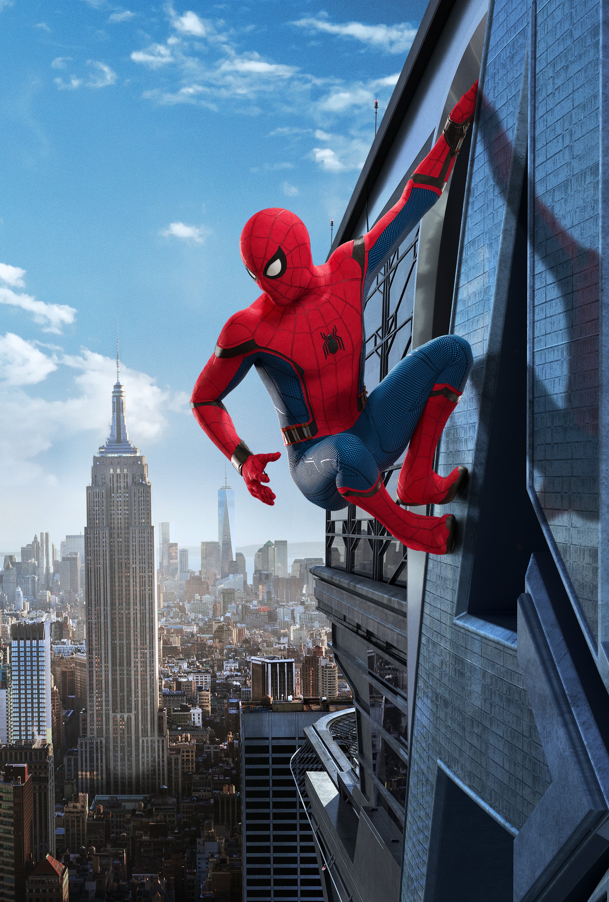 Spider-Man from Spider-Man: Homecoming on a skyscraper HD Phone Wallpaper