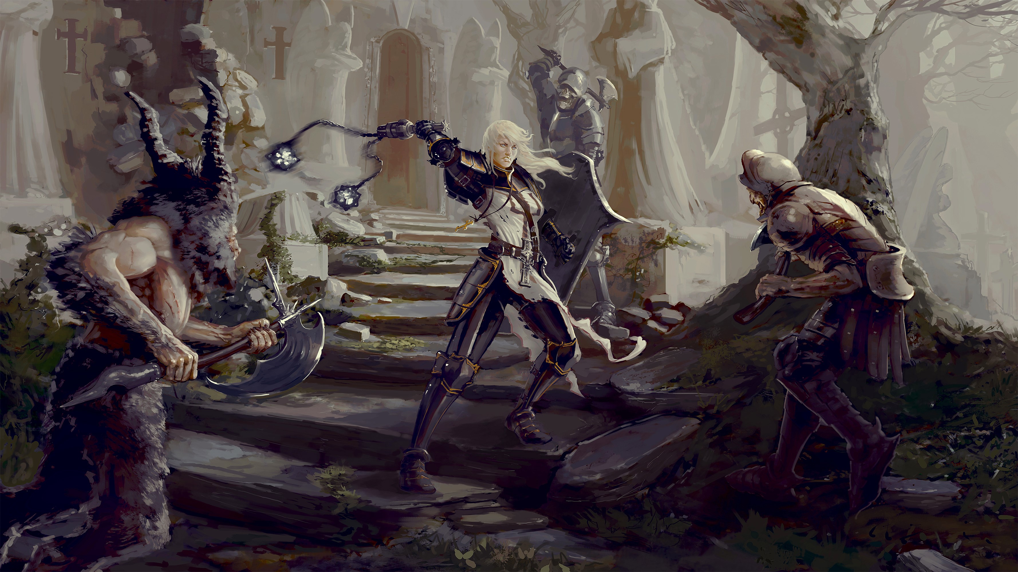 Diablo III Reaper of Souls warrior fighting demons HD Wallpaper