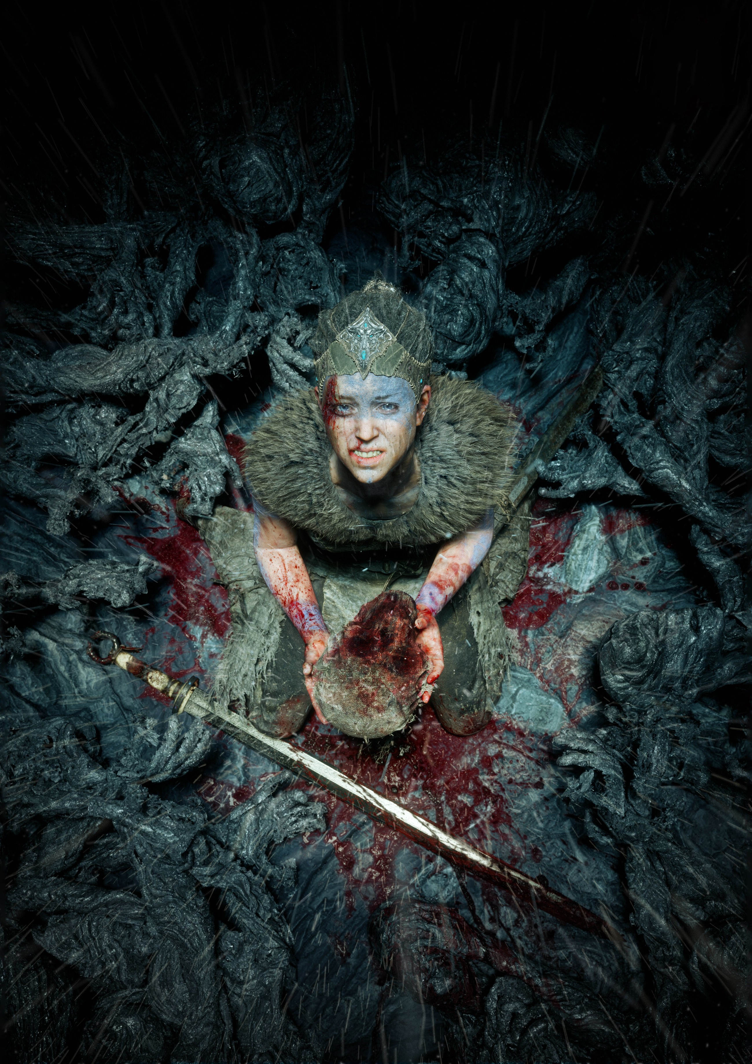 Senua from Hellblade's Sacrifice holding a bloody head HD Phone Wallpaper