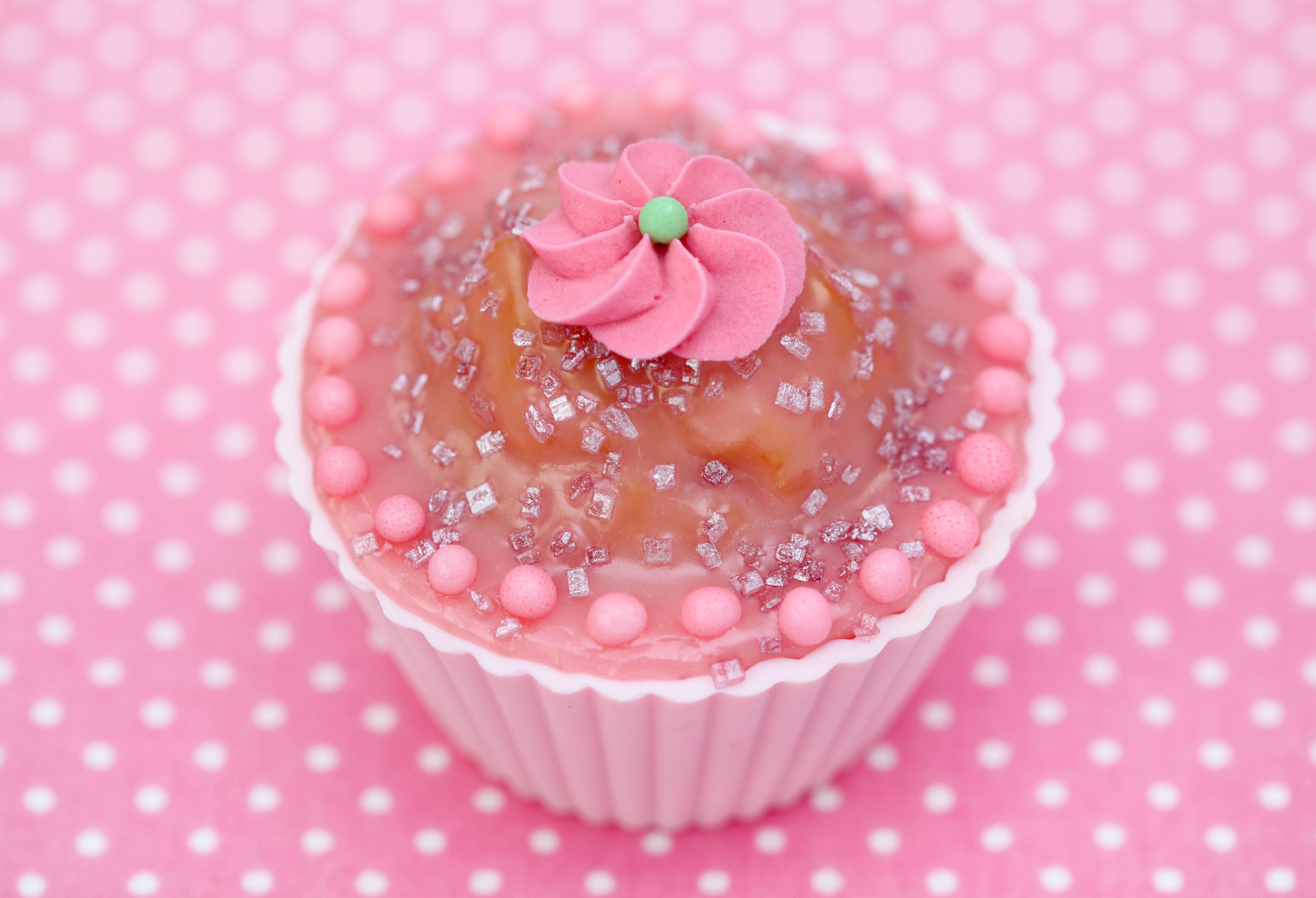 Pink Cupcake with Sprinkles HD Wallpaper