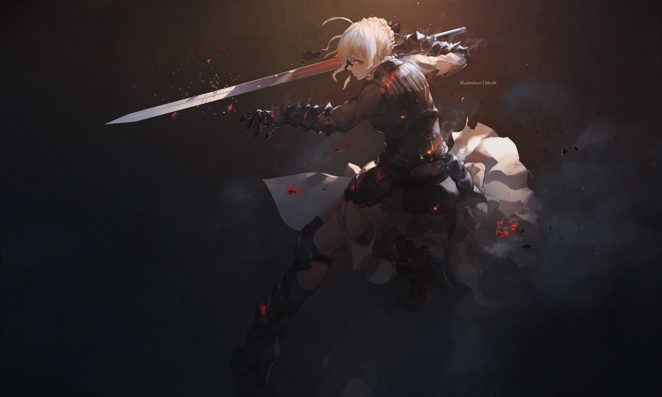 Saber from Fate/Stay Night with a sword HD Wallpaper