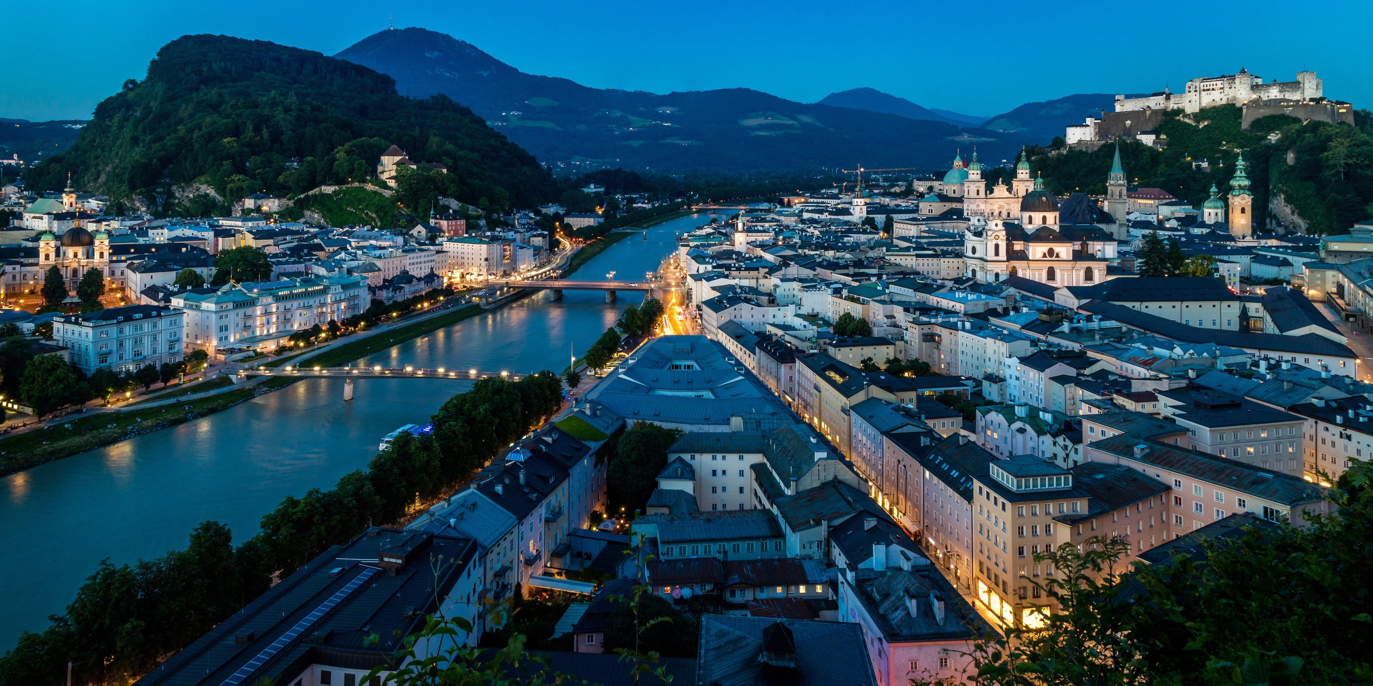 4K Evening view of Salzburg, Austria HD Wallpaper