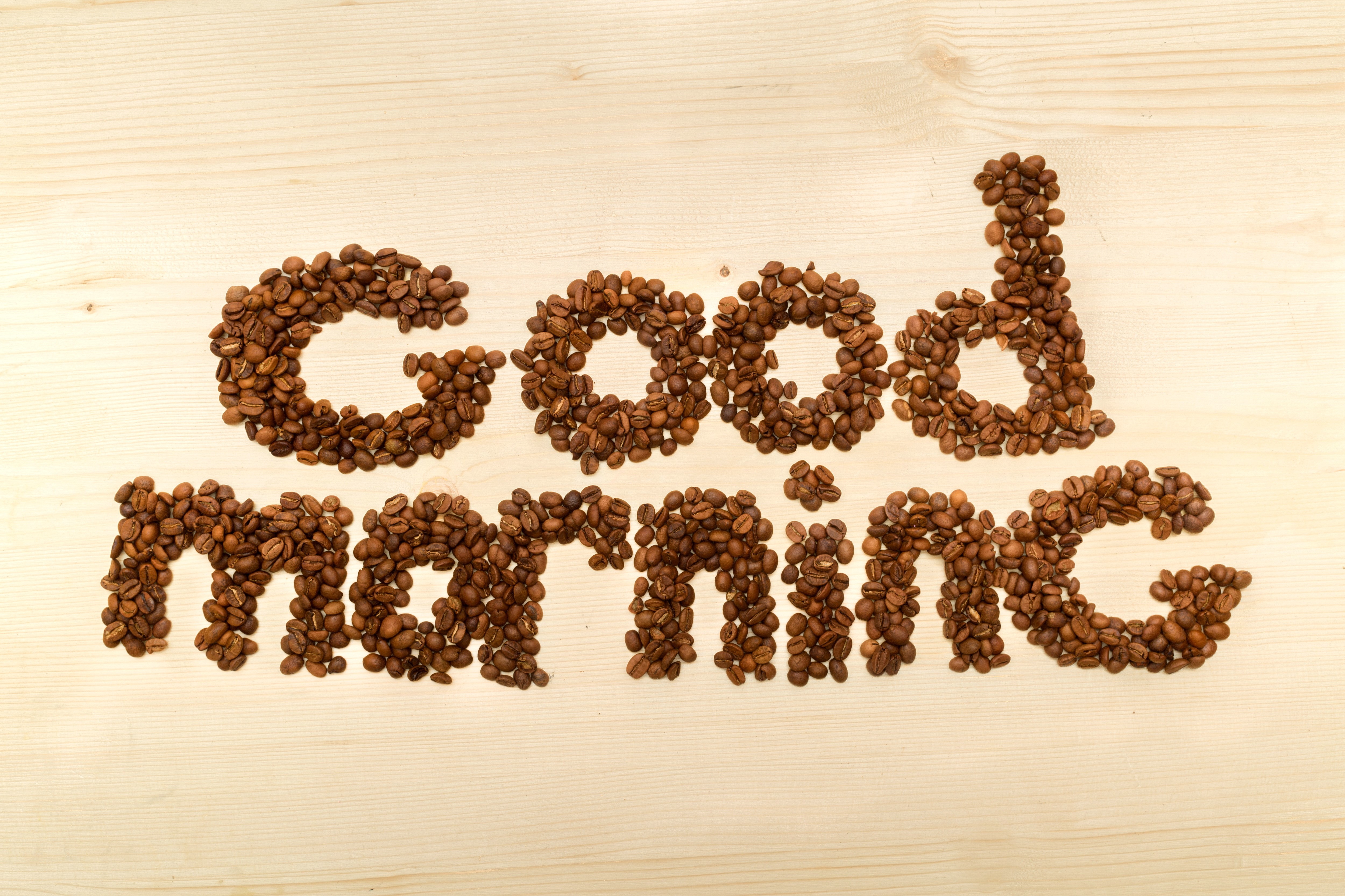 Good Morning written with coffee beans HD Wallpaper
