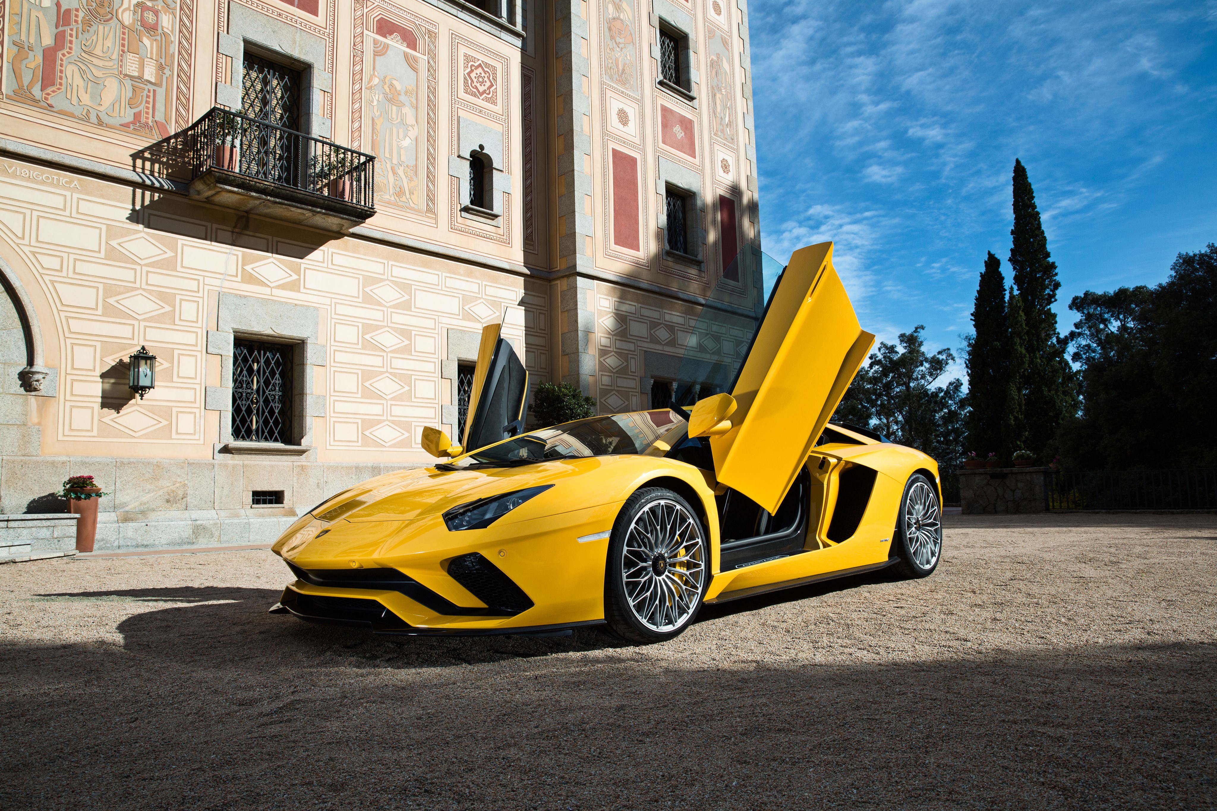 Yellow Lamborghini Aventador S with Doors Open HD Wallpaper