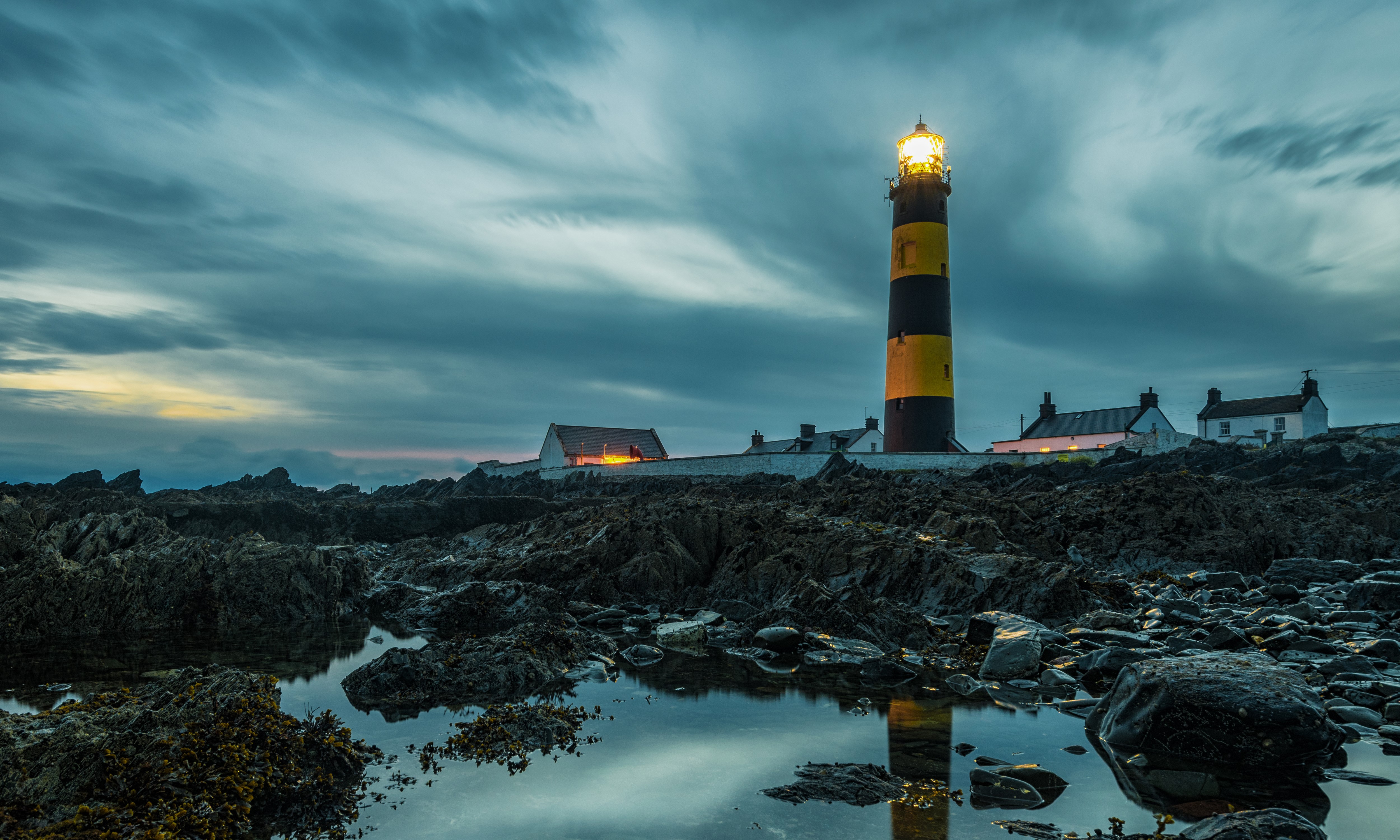 St Johns Lighthouse Ireland Evening Stones HD Wallpaper