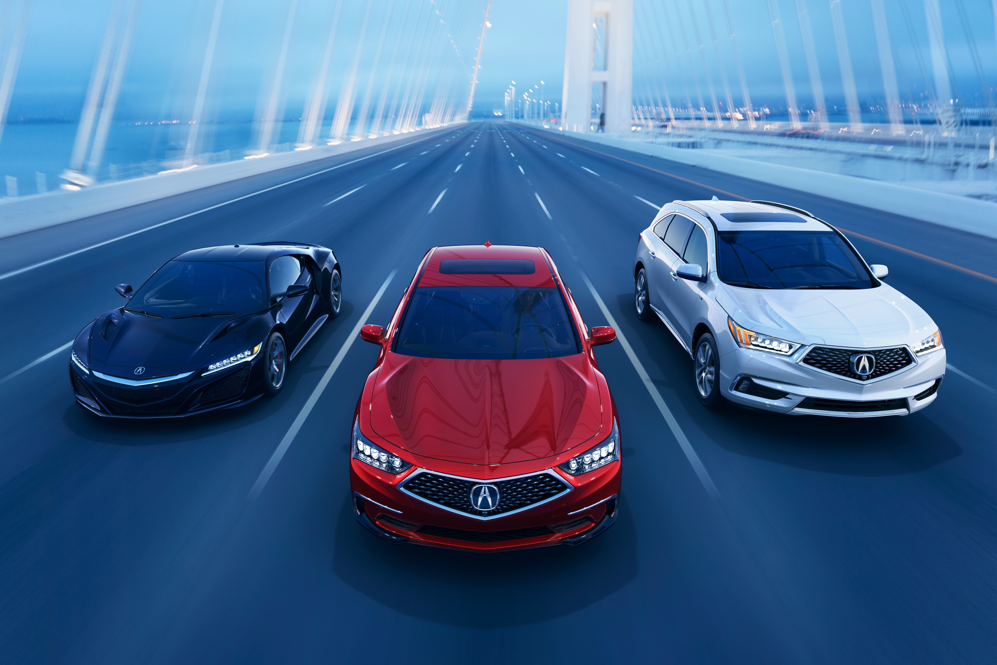 Three Acura Cars on a Bridge HD Wallpaper