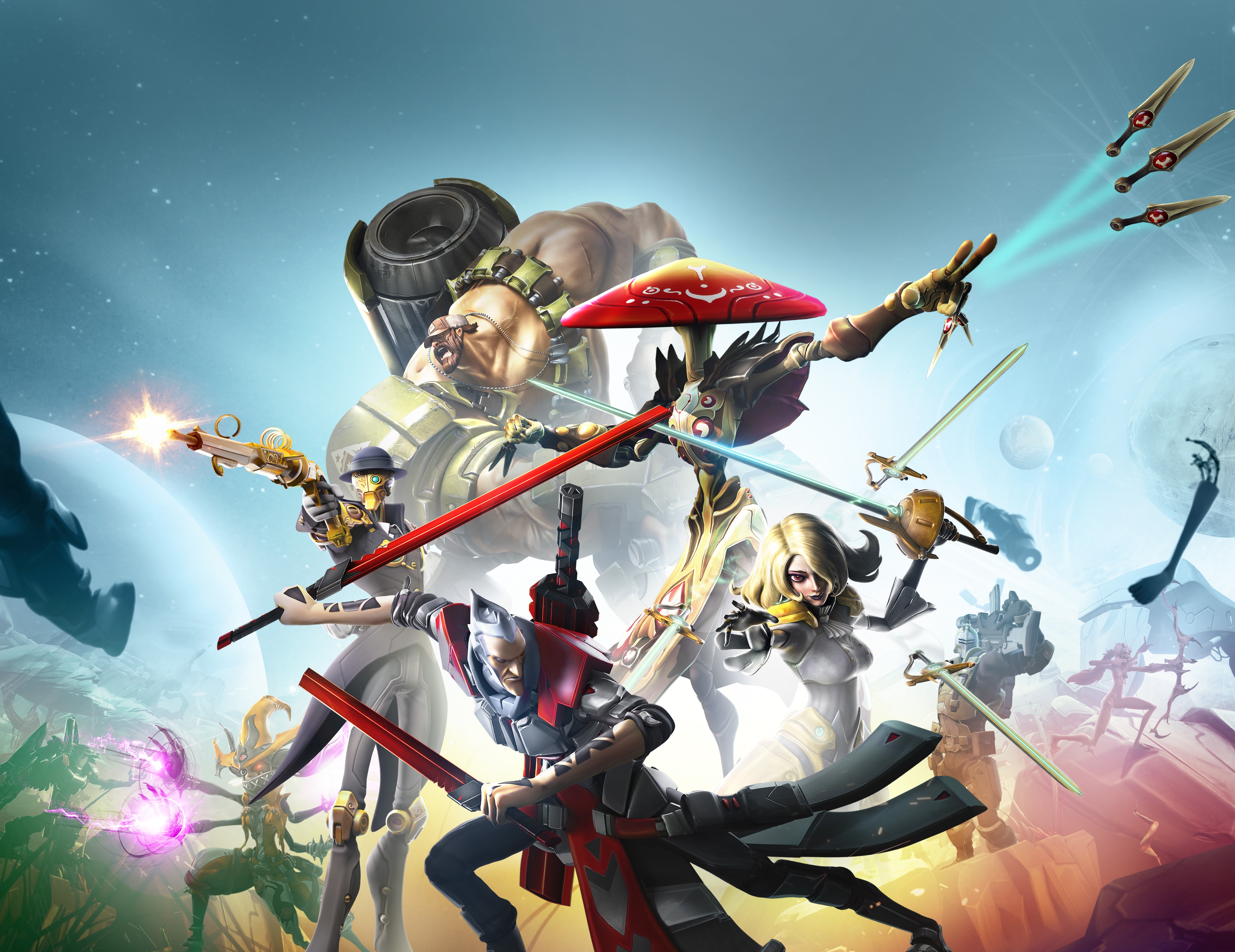 Warriors from Battleborn with swords HD Wallpaper