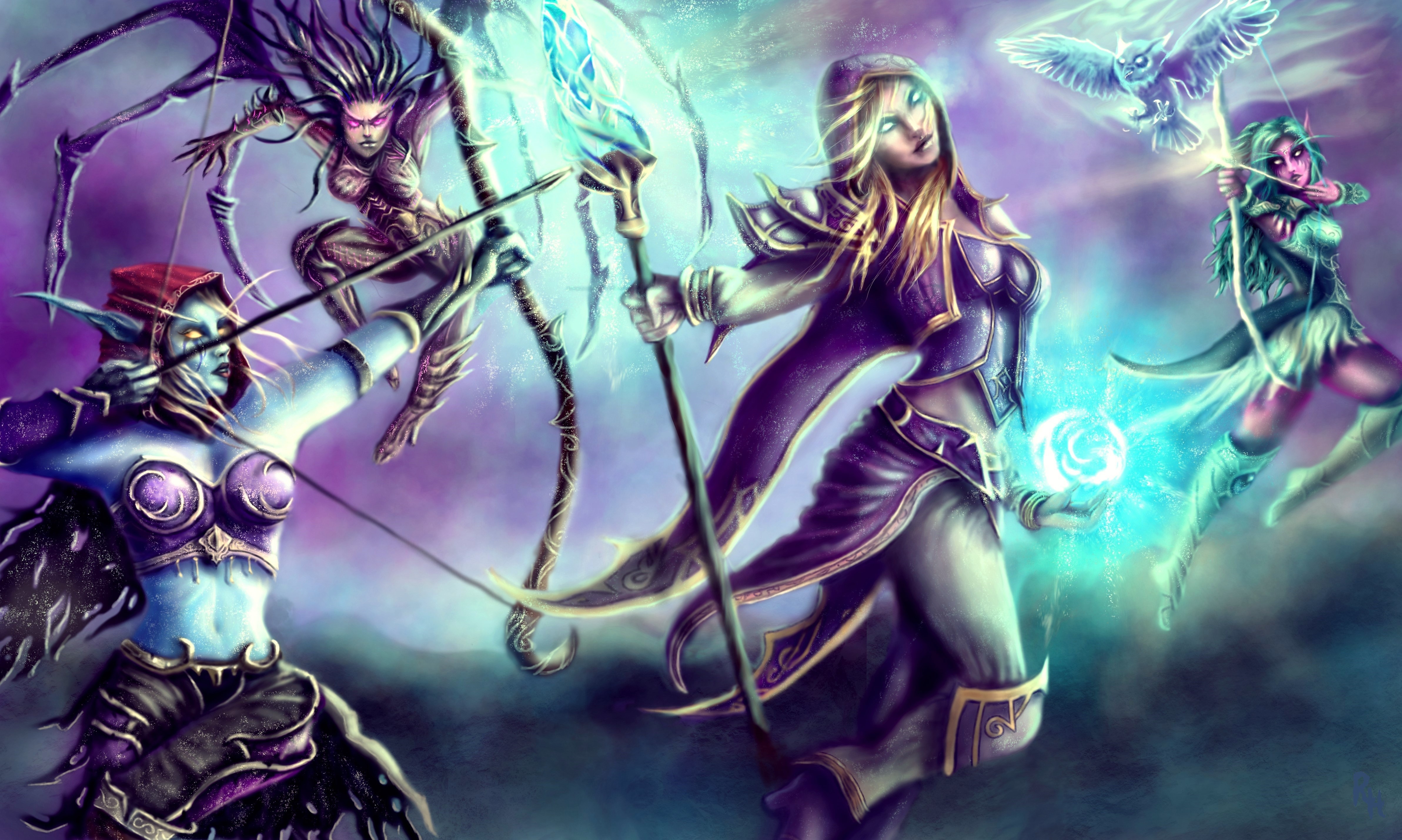 4K World of WarCraft Elves Archers Warriors HD Wallpaper