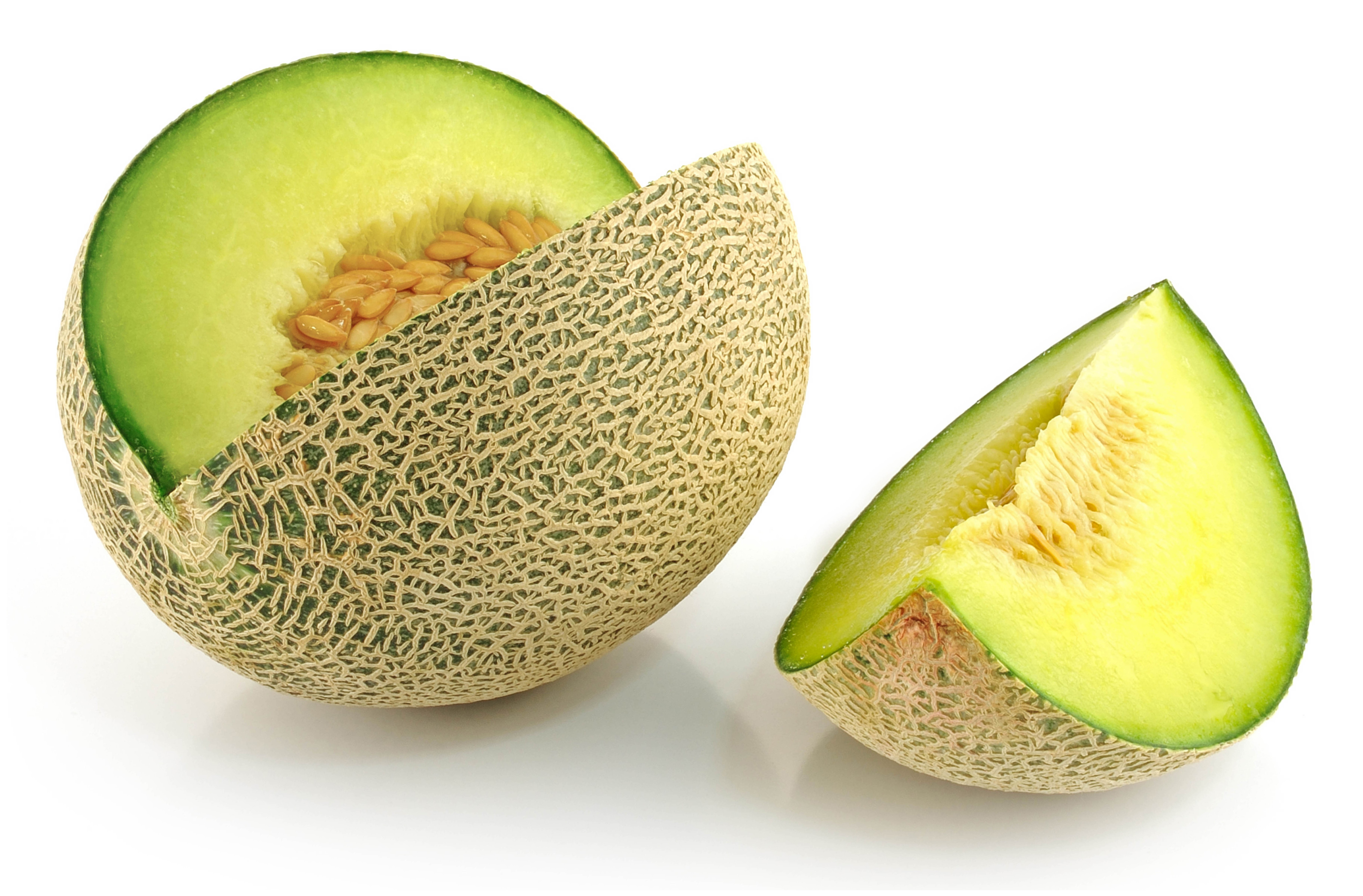 Cantaloupe melon cut in half with a slice HD Wallpaper